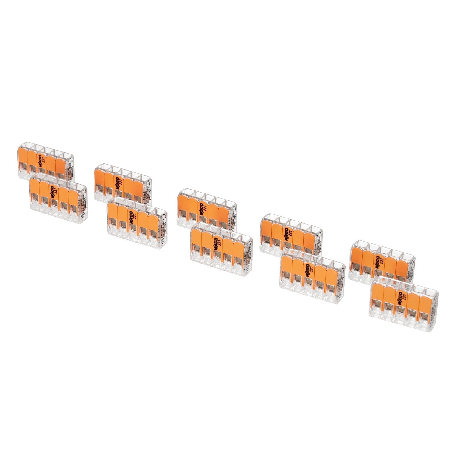 ZESTAW 10x Szybkozłączki WAGO 5 gniazd 0,14 - 4mm 221 - 415 złączka zaciskowa - LAITICA