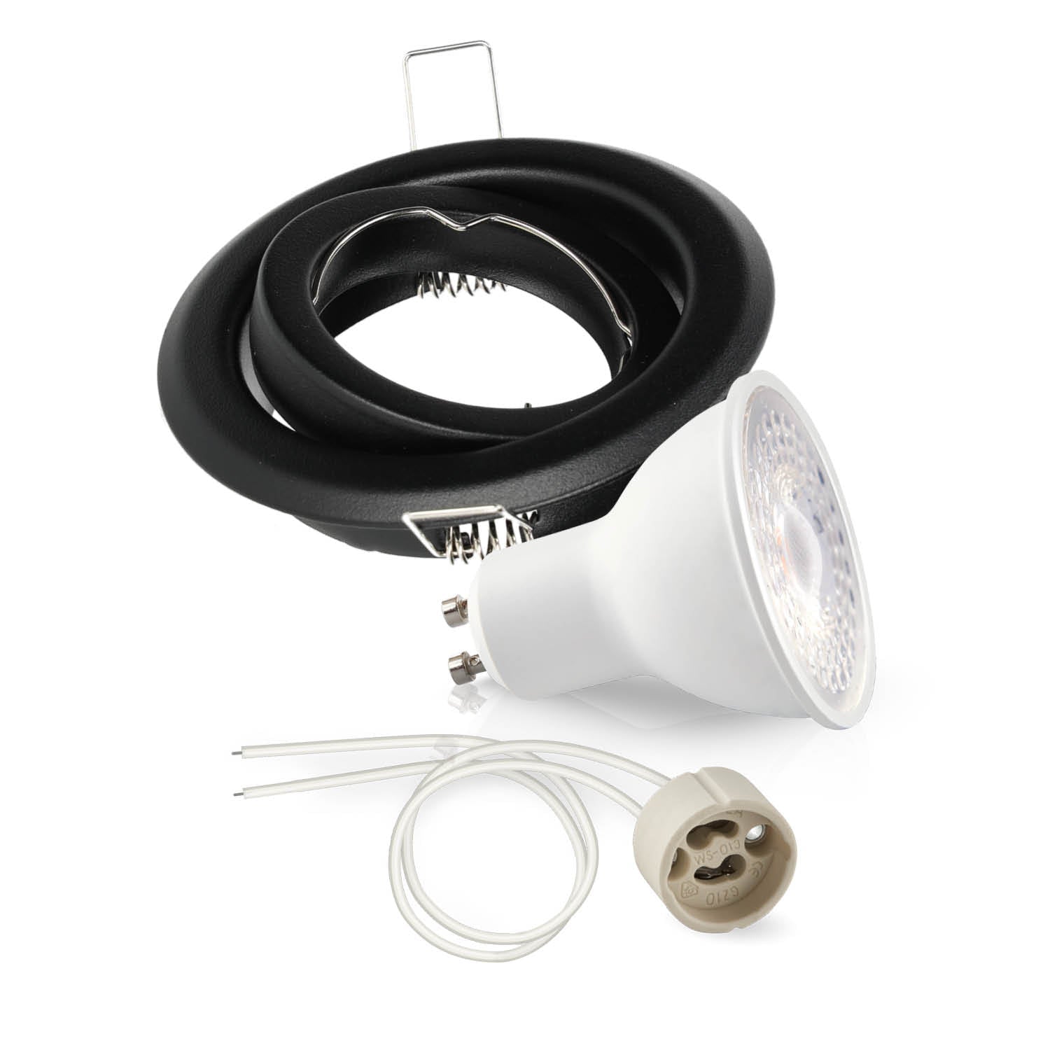 Zestaw 1x oprawa halogenowa LUMO1 mat czarny + LED GU10 5W ciepłobiała PREMIUM - LAITICA