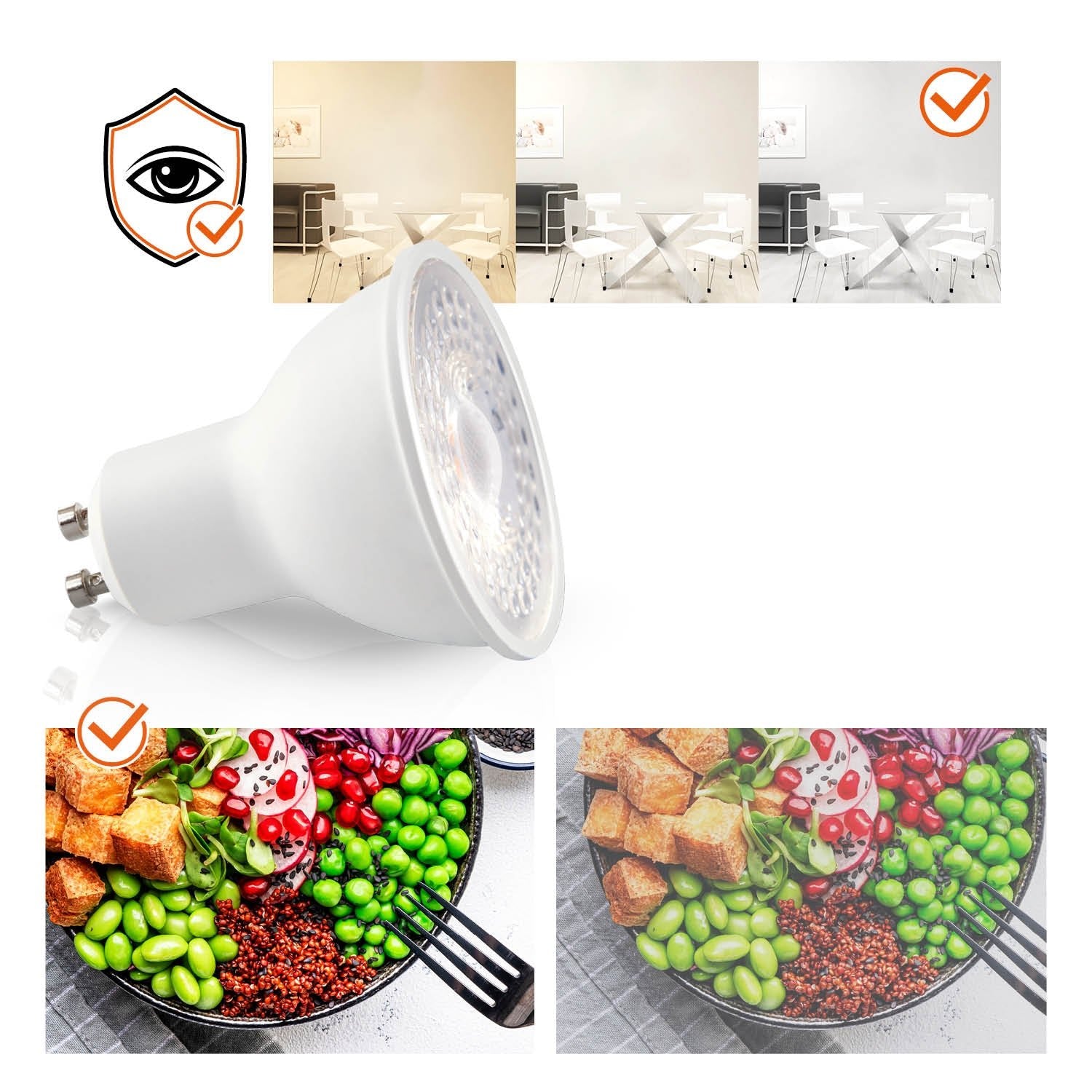 Zestaw 1x oprawa halogenowa LUMO1 mat czarny + LED GU10 5W zimnobiała PREMIUM - LAITICA