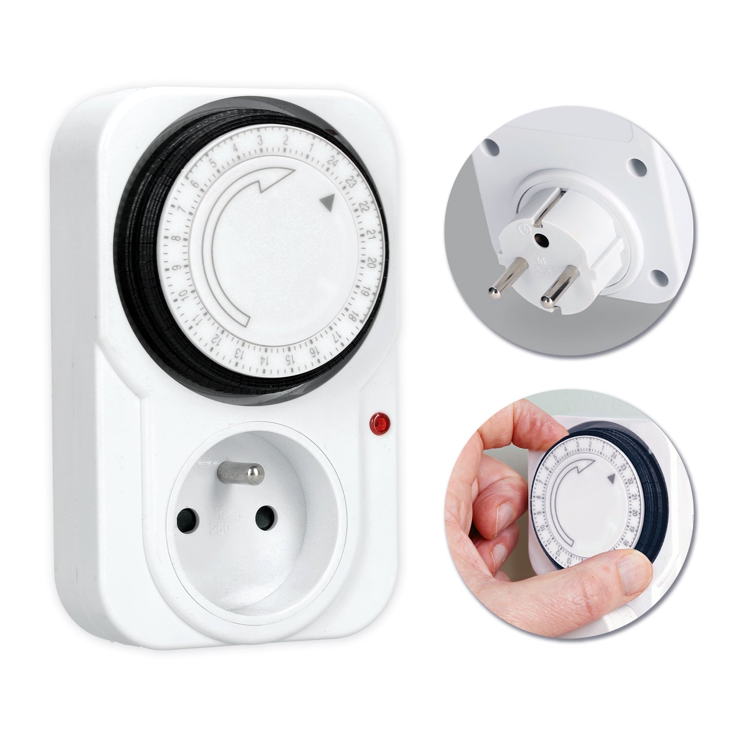 Zestaw 2x Programator Do Gniazdka Czasowy Dobowy 24h Mechaniczny 2 SZTUKI - LAITICA