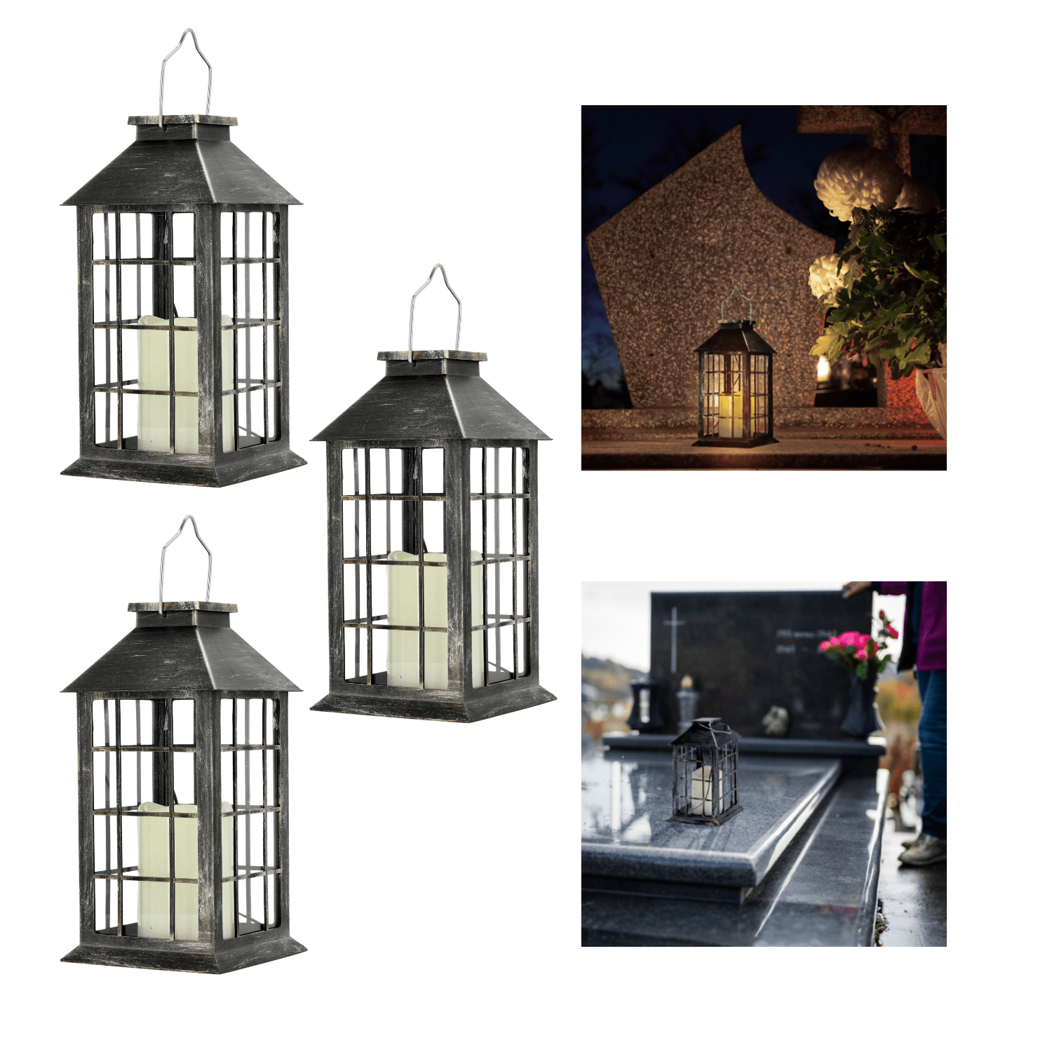 Zestaw 3x Latarenka Solarna LED Lampion Latarnia Lampa Ogrodowa - LAITICA