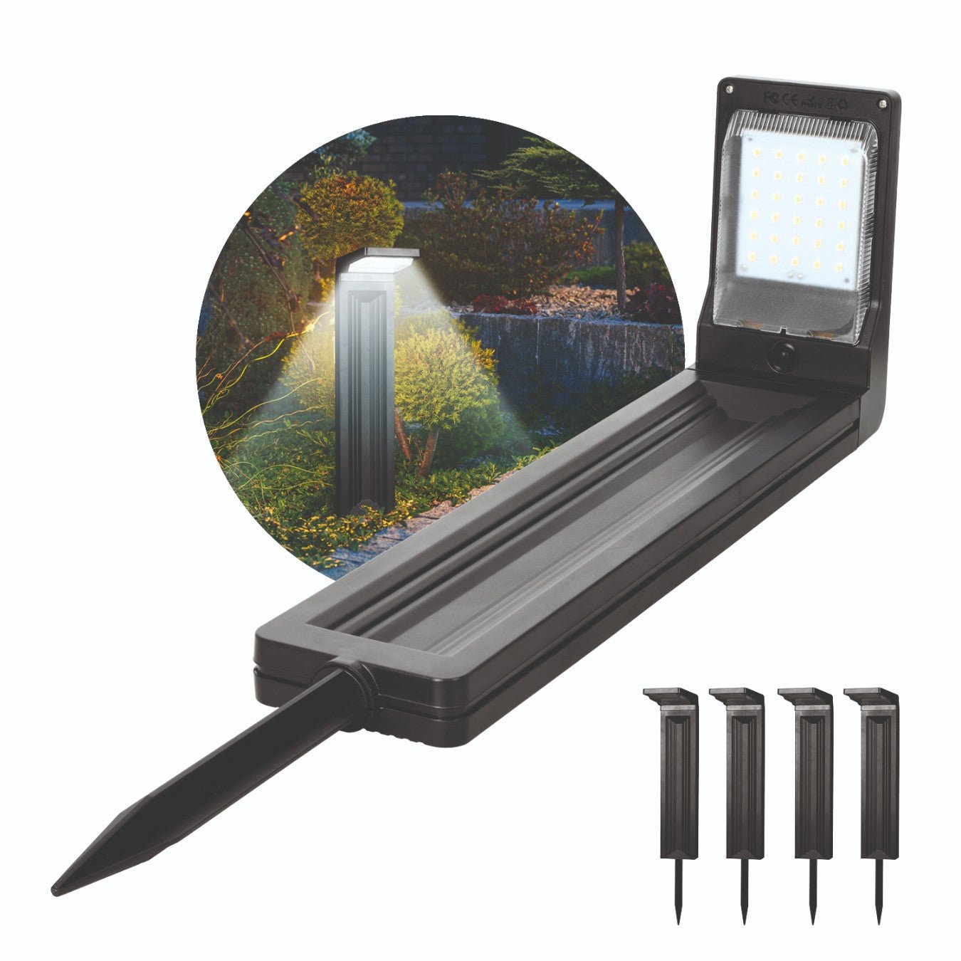 Zestaw 4 sztuk lampka wbijana solarna MILIA barwa zimna SŁUPEK IP44 do ogrodu - LAITICA