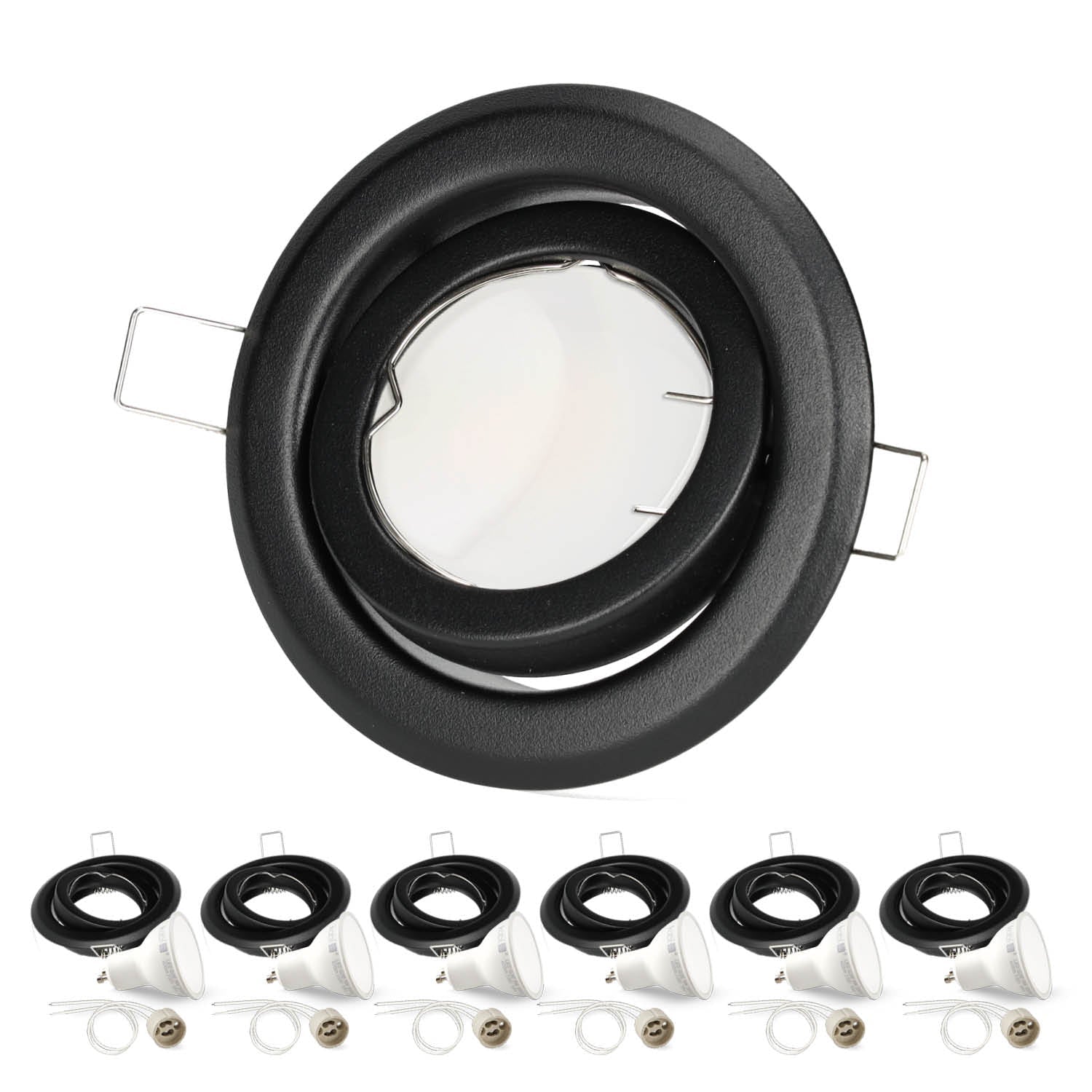 Zestaw 6x oprawa halogenowa LUMO1 mat czarny + LED GU10 5W zimnobiała - LAITICA