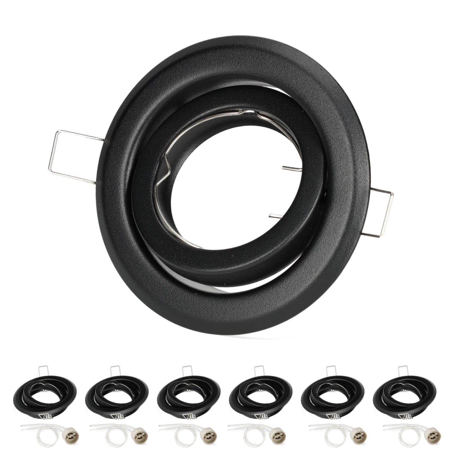 Zestaw 6x oprawa halogenowa LUMO1 mat czarny + oprawka ceramiczna na GU10 - LAITICA