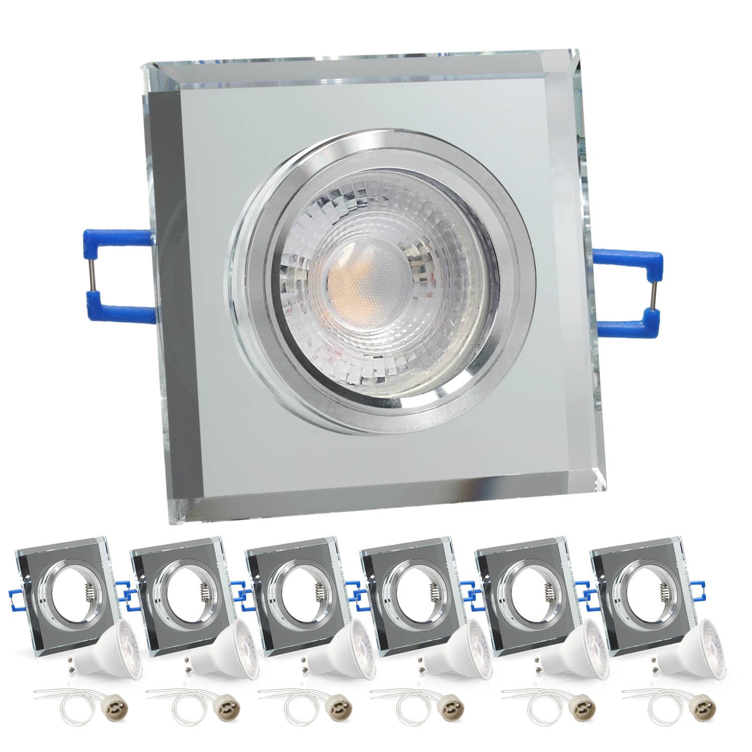 Zestaw 6x oprawa halogenowa przeźroczysta LUMO8N + LED GU10 5W premium ciepłobiała - LAITICA