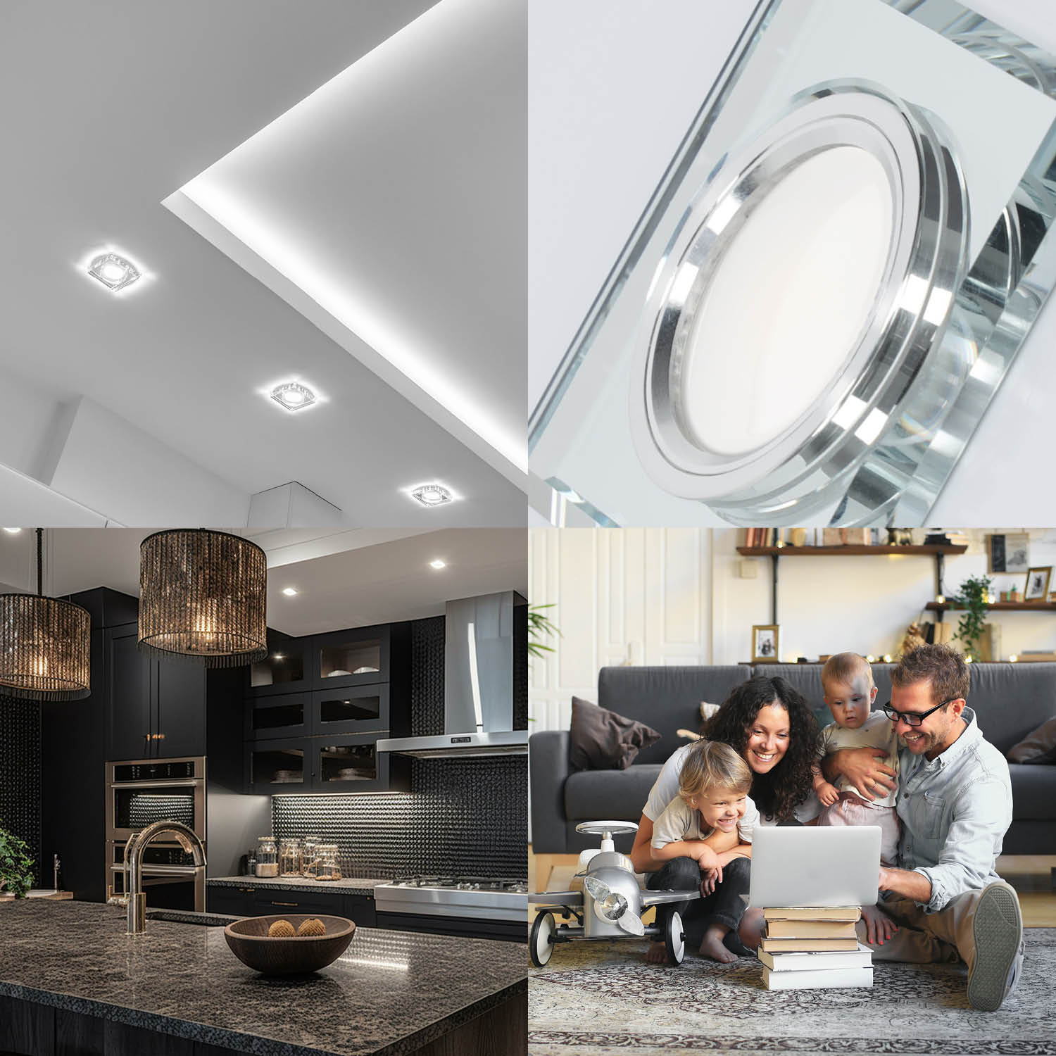 Zestaw 6x oprawa halogenowa przeźroczysta LUMO8N + LED GU10 5W zimnobiała - LAITICA