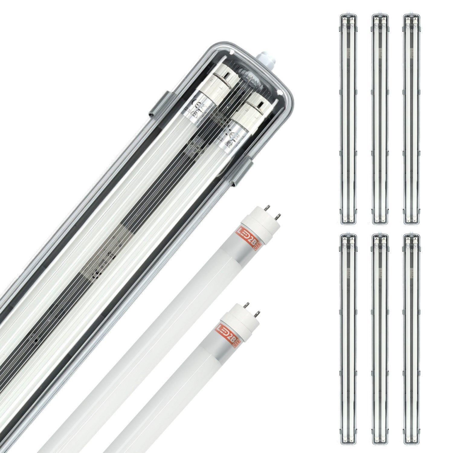 Zestaw 6x oprawa hermetyczna AQUA M 2x120 + 12x świetlówka 18W zimnobiała - LAITICA