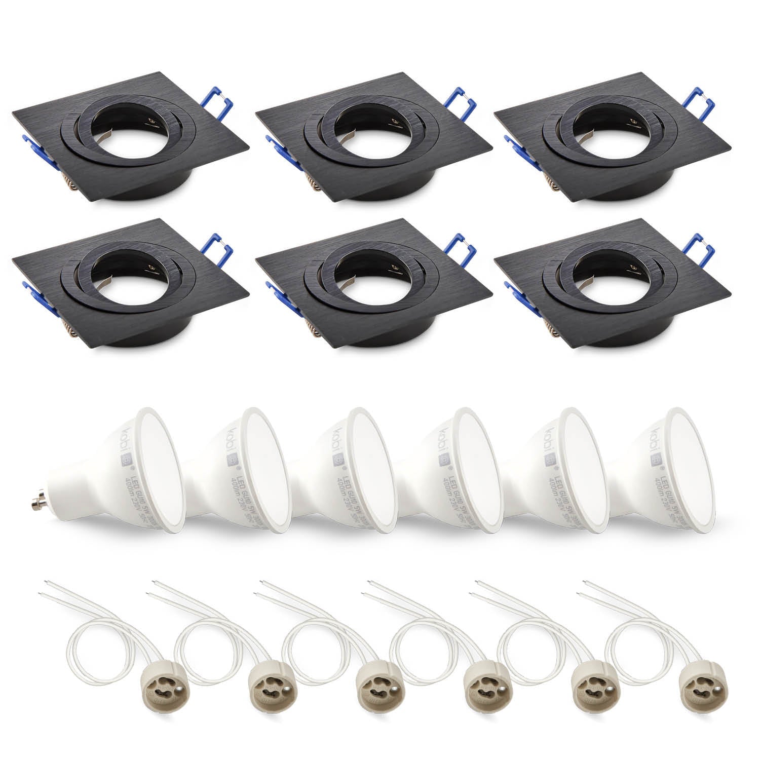 Zestaw 6x ruchoma oprawa halogenowa LUMO9 + LED GU10 5W ciepłobiała - LAITICA