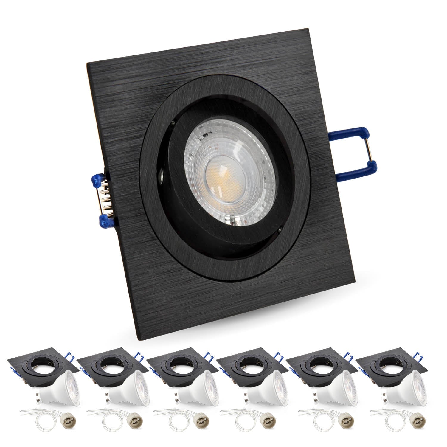 Zestaw 6x ruchoma oprawa halogenowa LUMO9 + LED GU10 5W premium ciepłobiała - LAITICA
