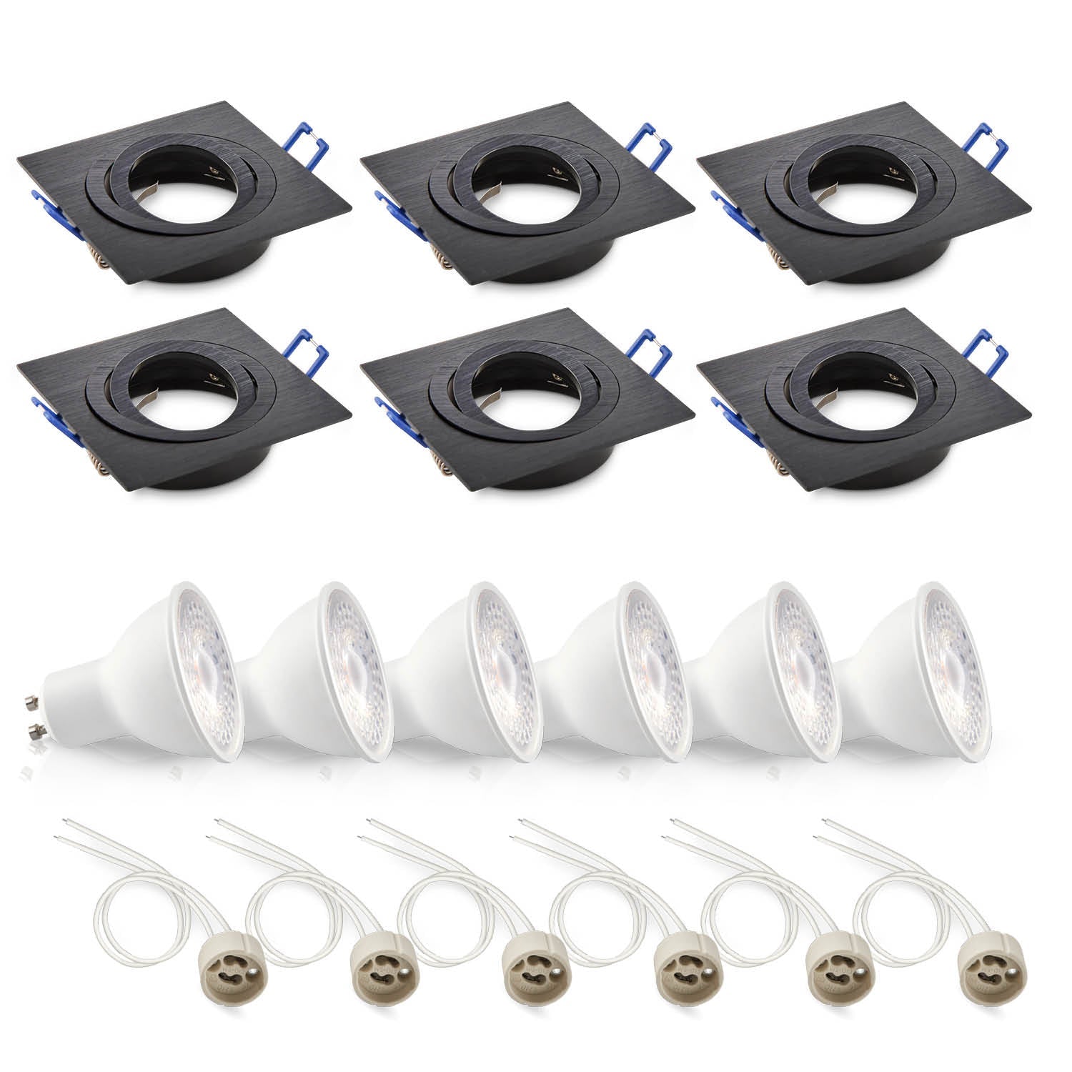 Zestaw 6x ruchoma oprawa halogenowa LUMO9 + LED GU10 5W premium zimnobiała - LAITICA