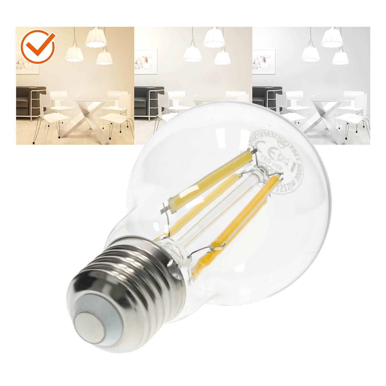Zestaw 6x Żarówka LED FGS 7W E27 barwa ciepłobiała 360 stopni - LAITICA