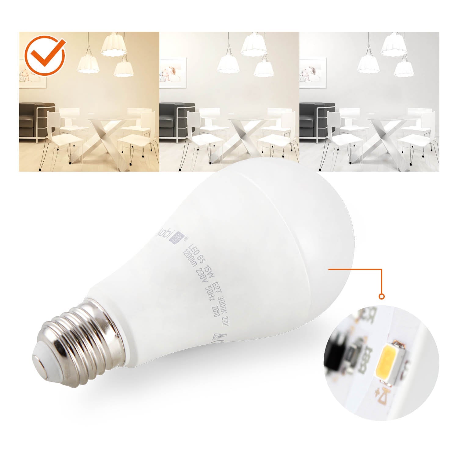 Zestaw 6x żarówka LED GS E27 15W barwa ciepłobiała - LAITICA