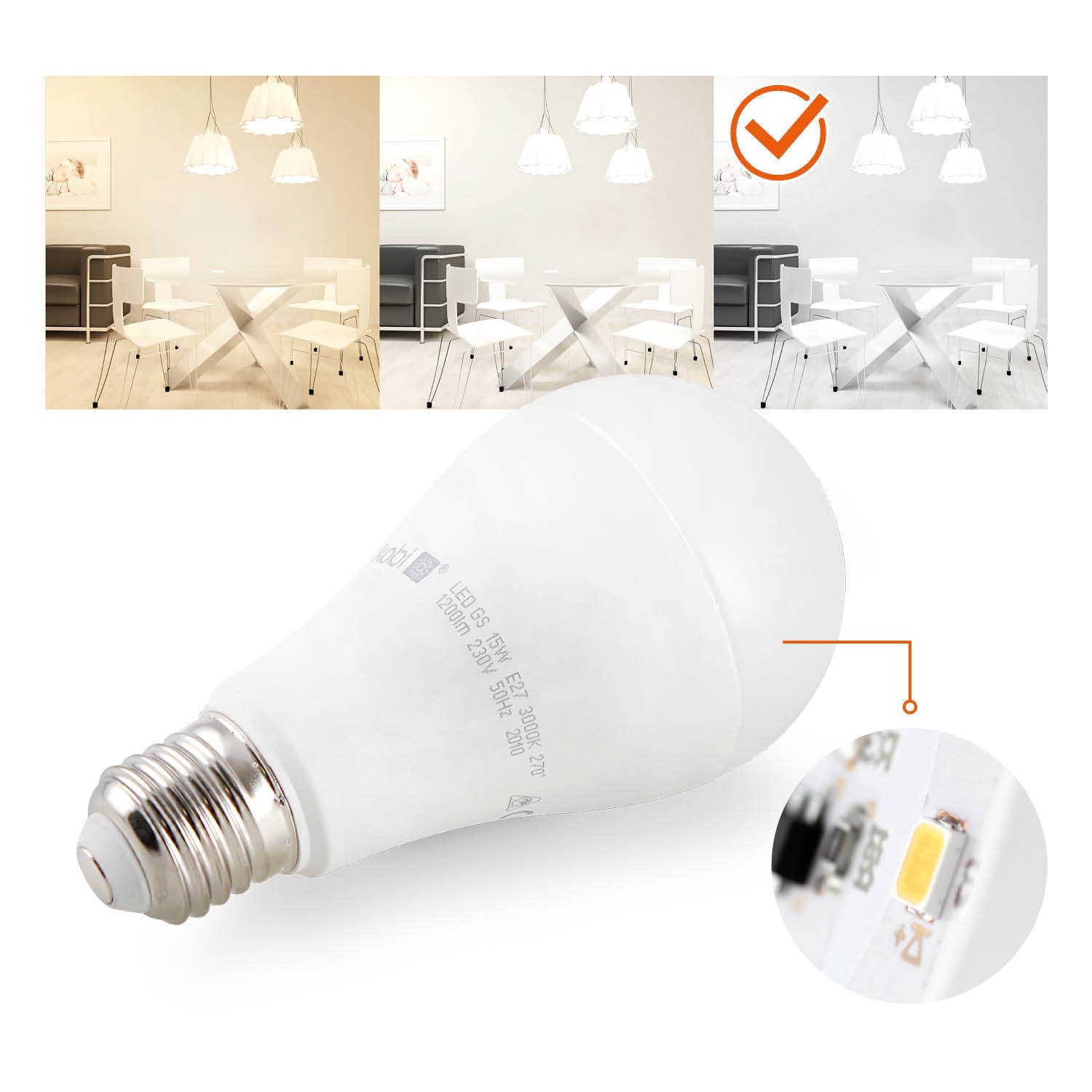 Zestaw 6x żarówka LED GS E27 15W barwa zimnobiała - LAITICA