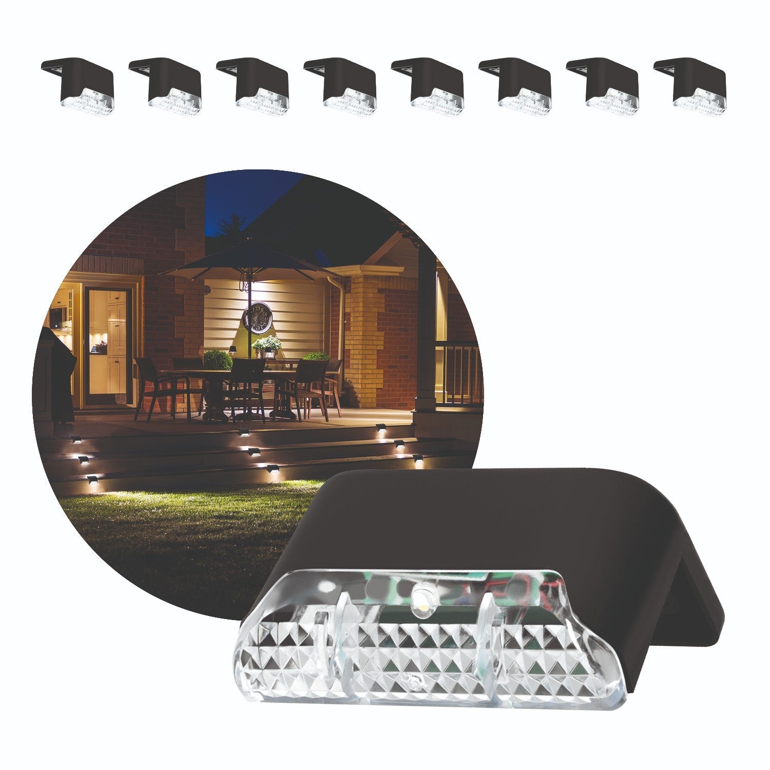 Zestaw 8x lampa solarna LEO 0,06W oświetlenie ogrodowe CZARNA barwa ciepła - LAITICA