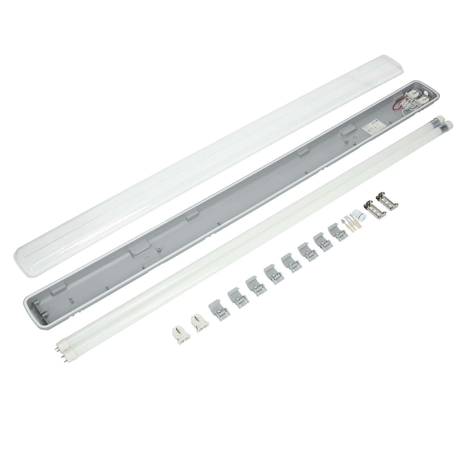Zestaw 8x oprawa hermetyczna AQUA M 2x120 + 16x LED T8 18W neutralna biała - LAITICA