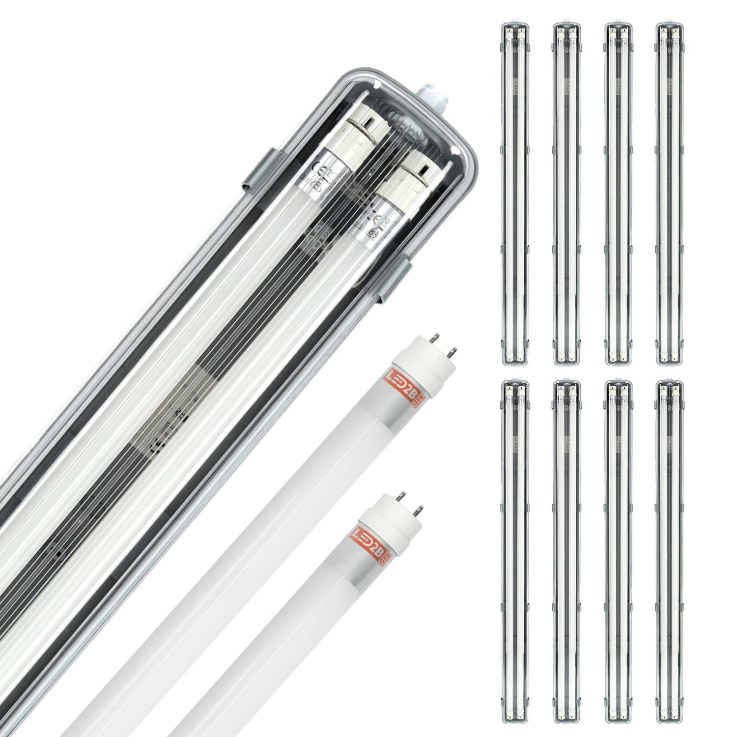 Zestaw 8x oprawa hermetyczna AQUA M 2x120 + 16x świetlówka 18W neutralna - LAITICA