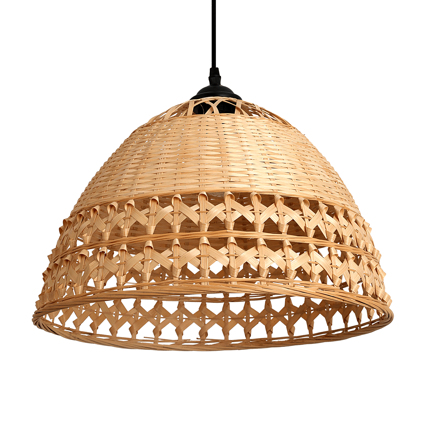 Zestaw Bambusowa Lampa Wisząca Pleciona Boho + Żarówka 7W E27 Barwa Ciepła - LAITICA