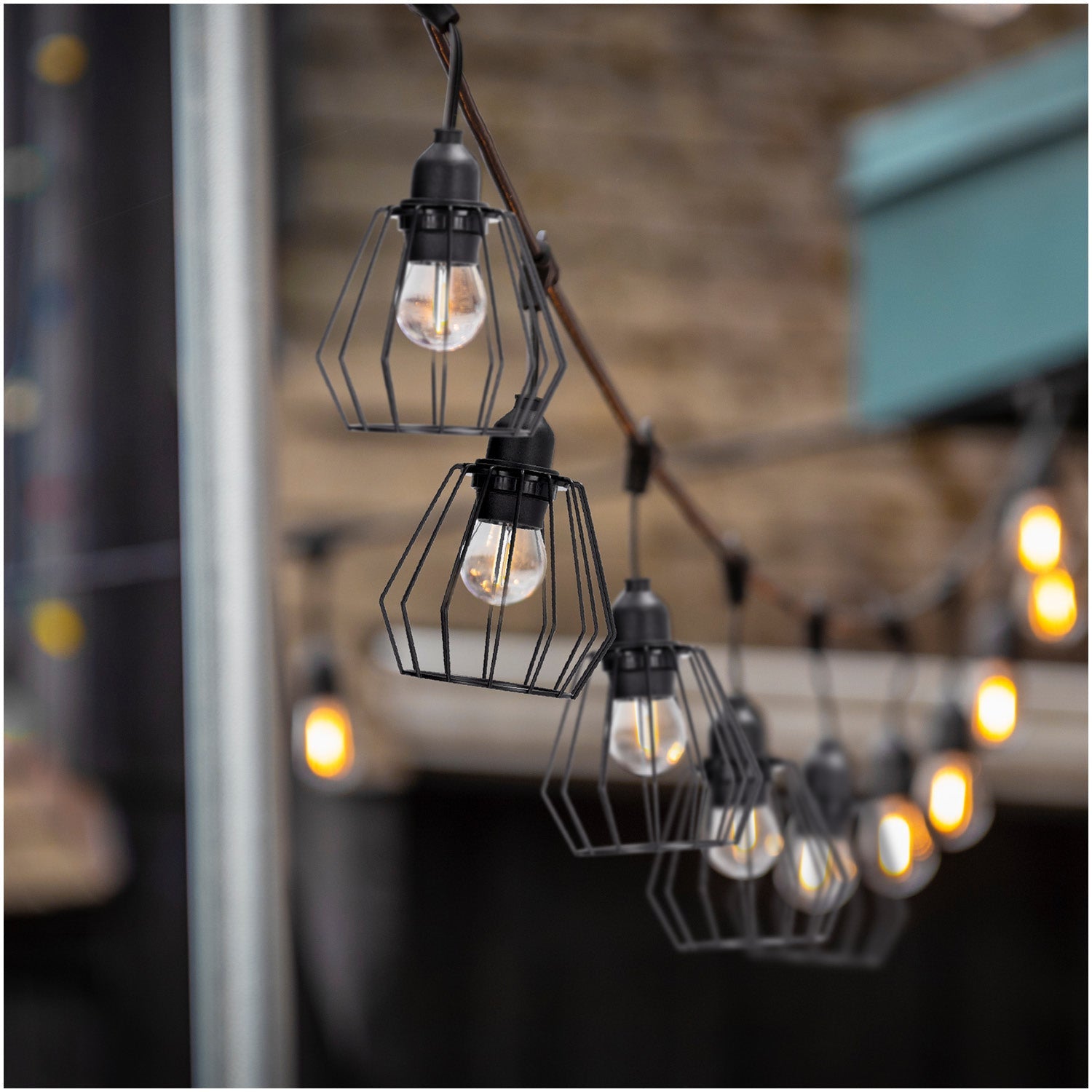 ZESTAW CRETE Girlanda ogrodowa 10m + kabel 10m + 10x klosz czarny D1 +LED - LAITICA