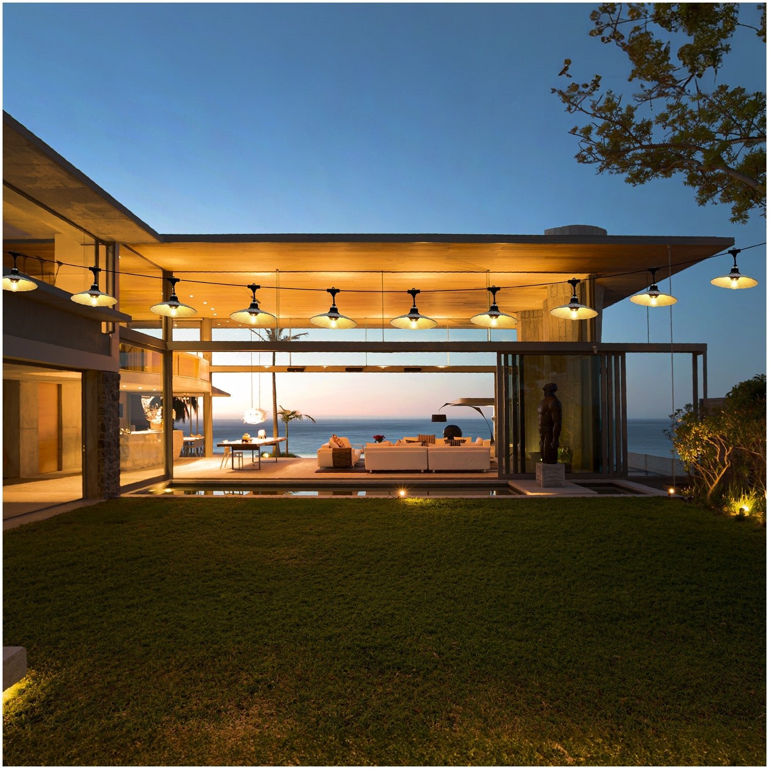 ZESTAW CRETE Girlanda ogrodowa 10m + kabel 10m + 10x klosz czarny M1 - LAITICA