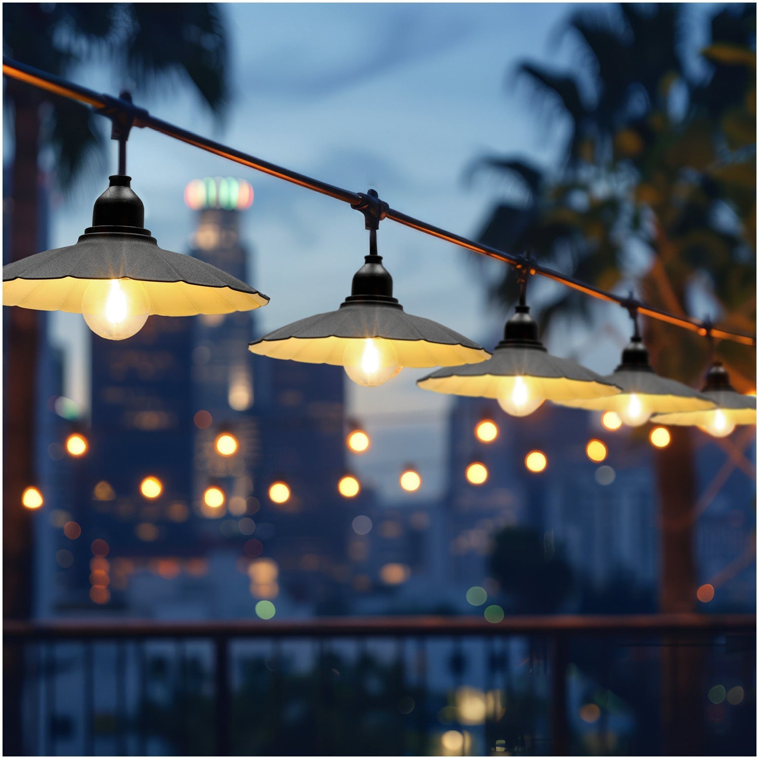 ZESTAW CRETE Girlanda ogrodowa 10m + kabel 10m + 10x klosz czarny M1 +LED - LAITICA