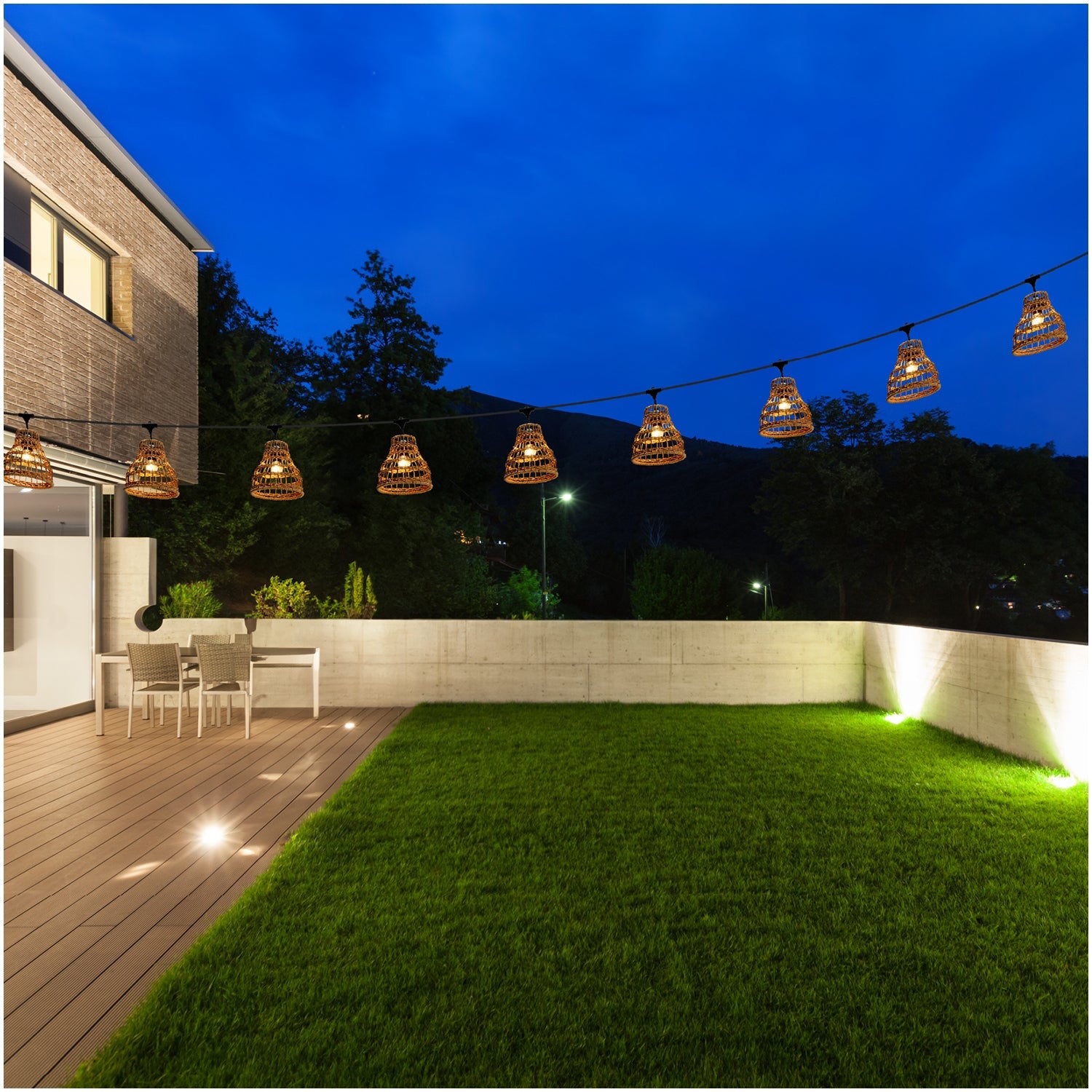 ZESTAW CRETE Girlanda ogrodowa 10m + kabel 10m + 10x klosz R1 + żarówki - LAITICA