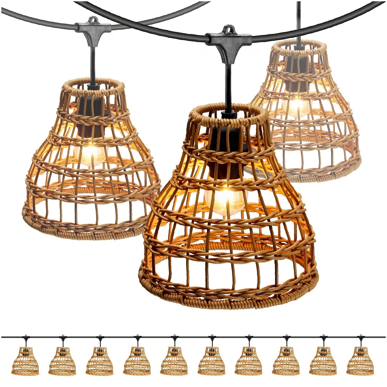 ZESTAW CRETE Girlanda ogrodowa 10m + kabel 10m + 10x klosz R1 + żarówki - LAITICA