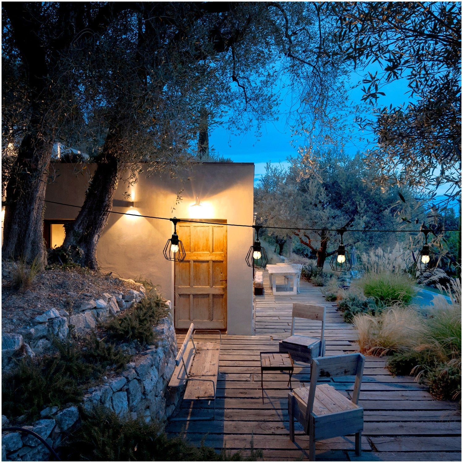 ZESTAW CRETE Girlanda ogrodowa 5m + kabel 10m + 5x klosz czarny D1 + żarówki - LAITICA