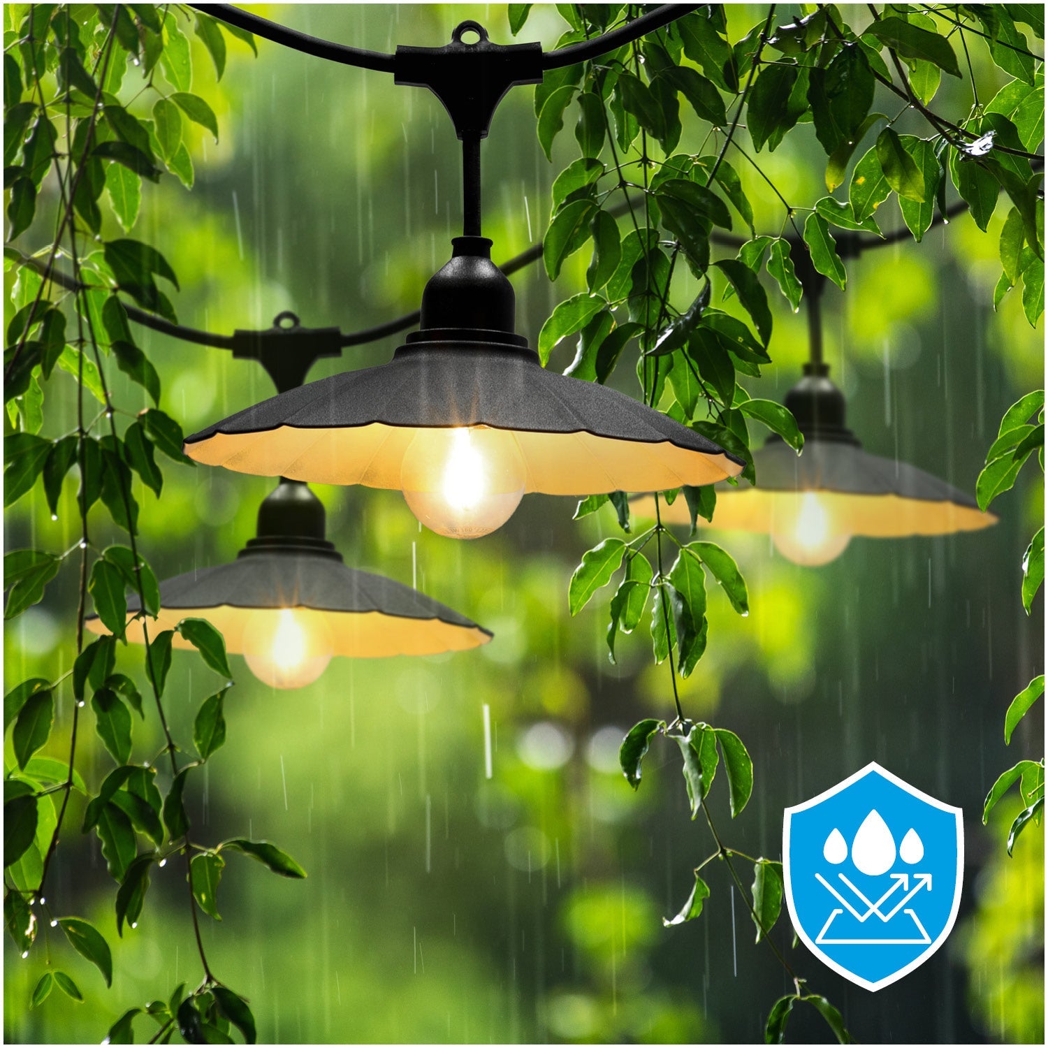 ZESTAW CRETE Girlanda ogrodowa 5m + kabel 10m + 5x klosz czarny M1 - LAITICA