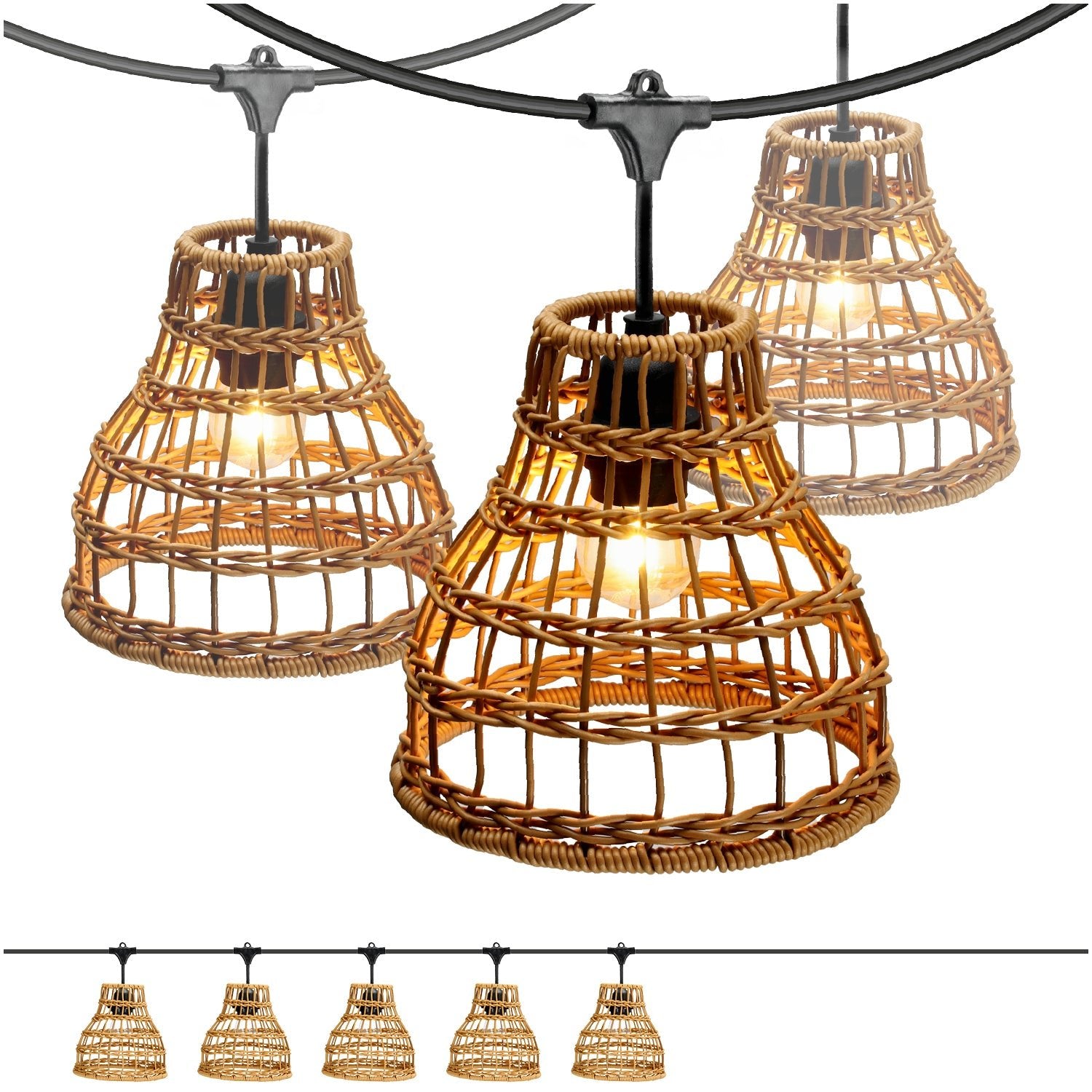 ZESTAW CRETE Girlanda ogrodowa 5m + kabel 10m + 5x klosz R1 + żarówki - LAITICA