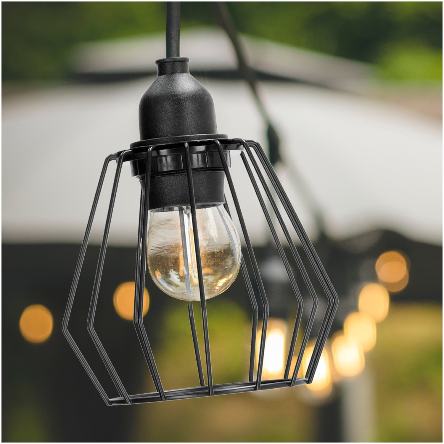 ZESTAW CRETE Girlanda ogrodowa 5m + kabel 5m + 5x klosz czarny D1 - LAITICA