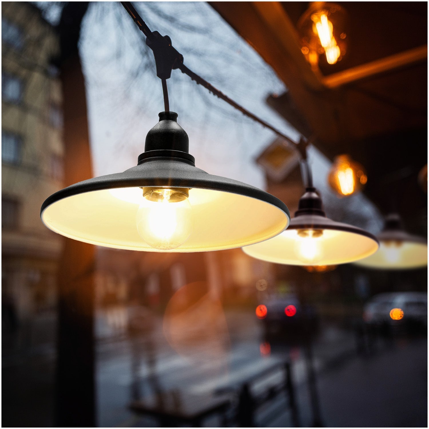 ZESTAW CRETE Girlanda ogrodowa 5m + kabel 5m + 5x klosz czarny M2 + żarówki - LAITICA