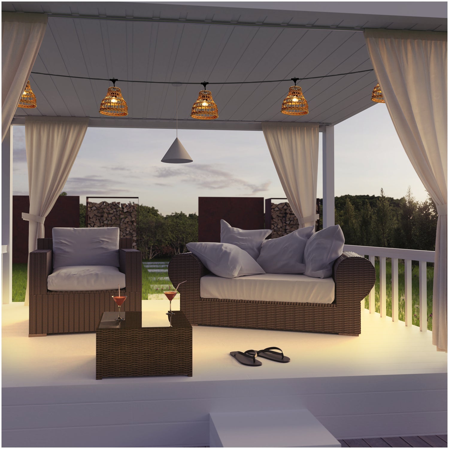 ZESTAW CRETE Girlanda ogrodowa 5m + kabel 5m + 5x klosz R1 + żarówki - LAITICA