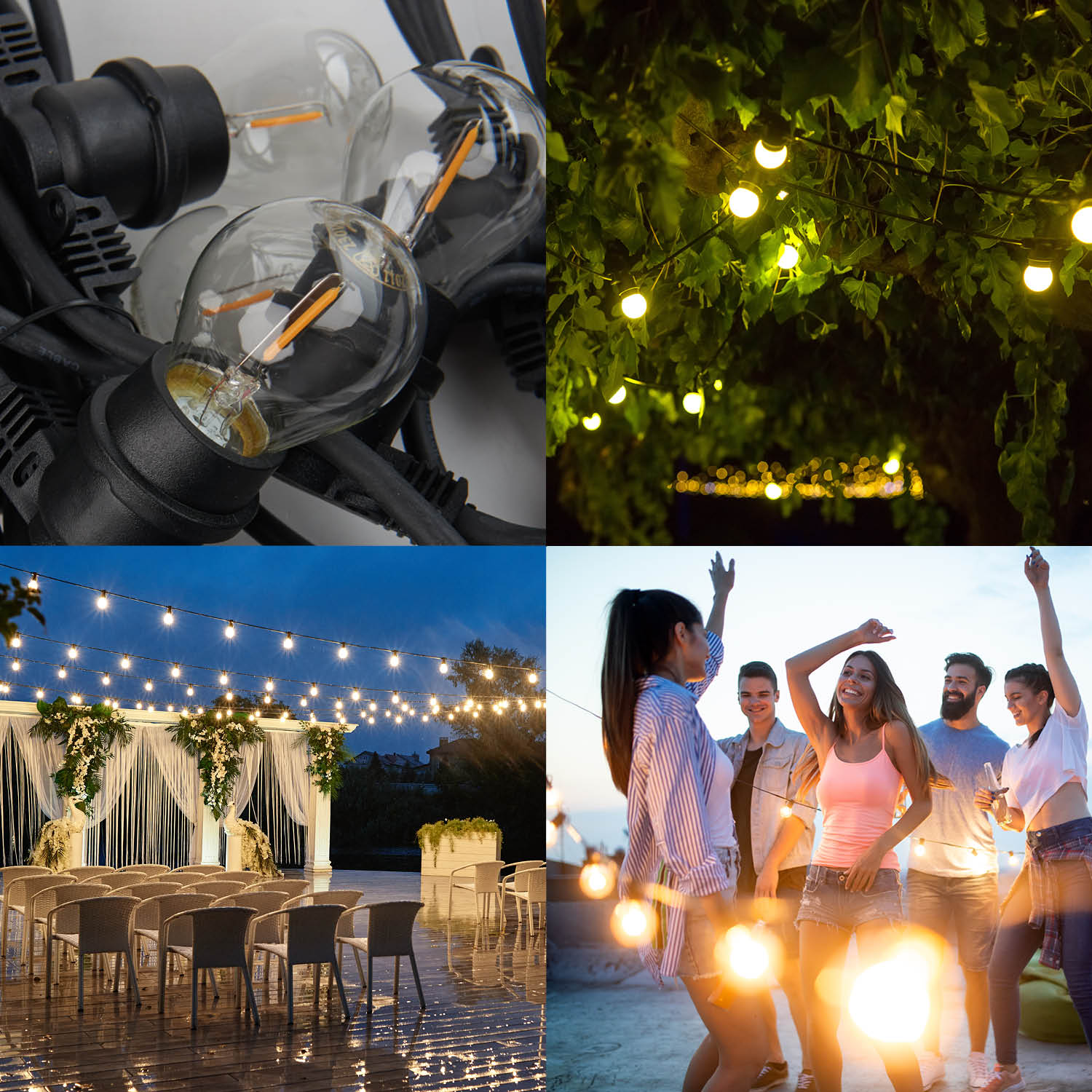 ZESTAW Girlanda ogrodowa BLOOM 2 10m +10x żarówka LED E27 1W barwa ciepła - LAITICA