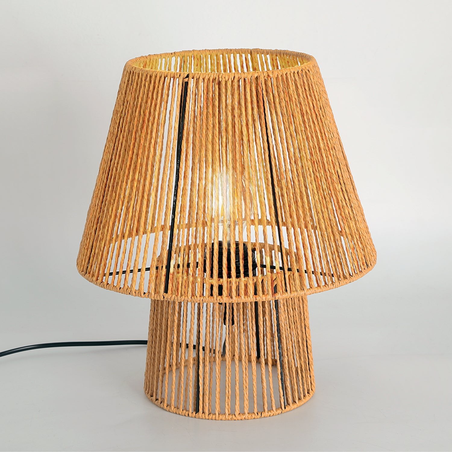 Zestaw Lampa Boho Stołowa Sznur i Metal Nocna + Żarówka 7W E27 Barwa Ciepła - LAITICA
