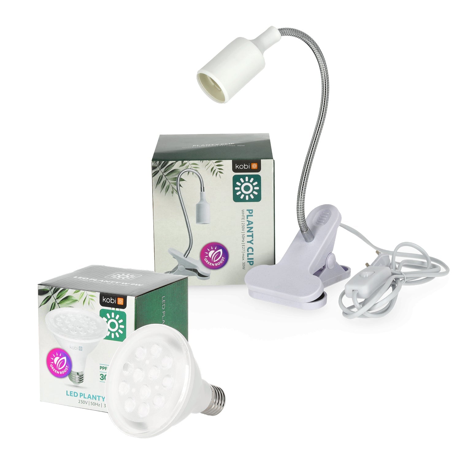 Zestaw Lampa na Klips + Żarówka Do Uprawy Wzrostu Roślin LED 9W Biały - LAITICA