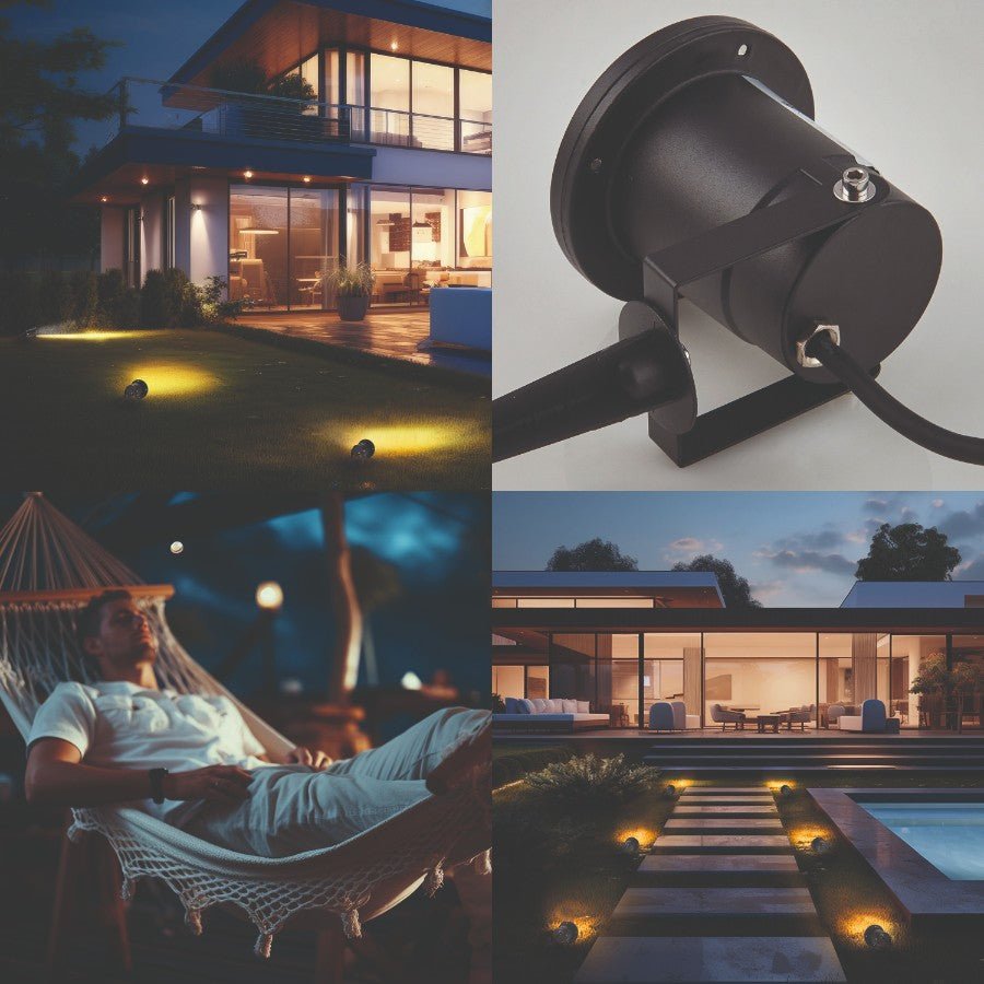 ZESTAW Lampa ogrodowa PORTO + żarówka GU10 3W premium CIEPŁOBIAŁA - LAITICA