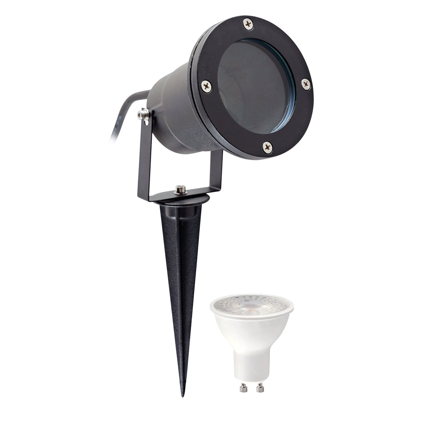 ZESTAW Lampa ogrodowa PORTO + żarówka GU10 3W premium ZIMNA - LAITICA