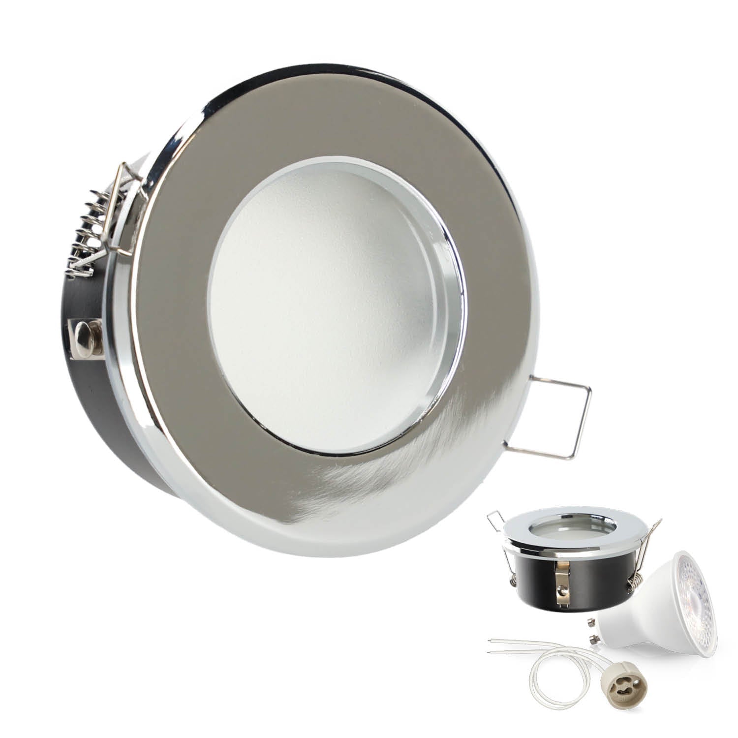 Zestaw oprawa halogenowa LUMO11 chrom + LED GU10 5W ciepłobiała PREMIUM - LAITICA