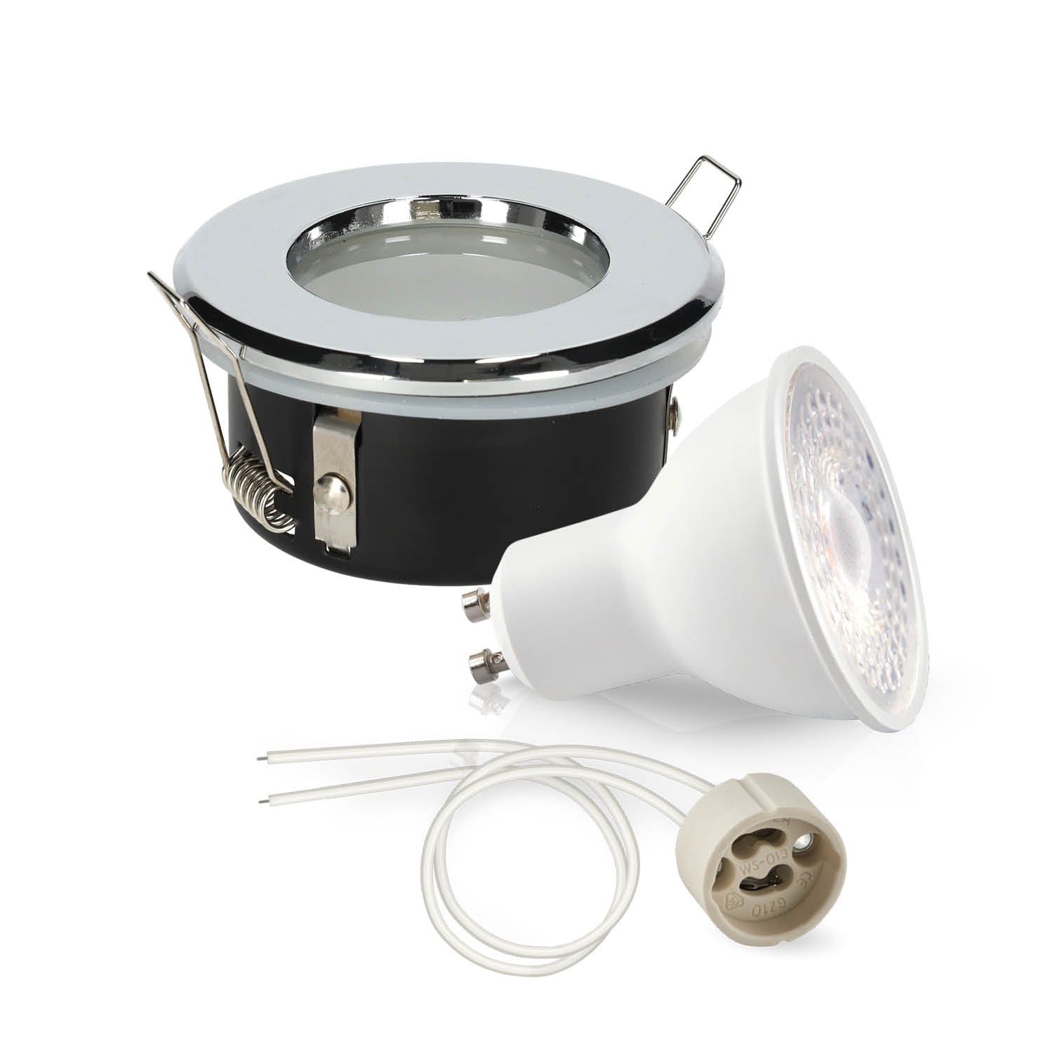 Zestaw oprawa halogenowa LUMO11 chrom + LED GU10 5W zimnobiała PREMIUM - LAITICA