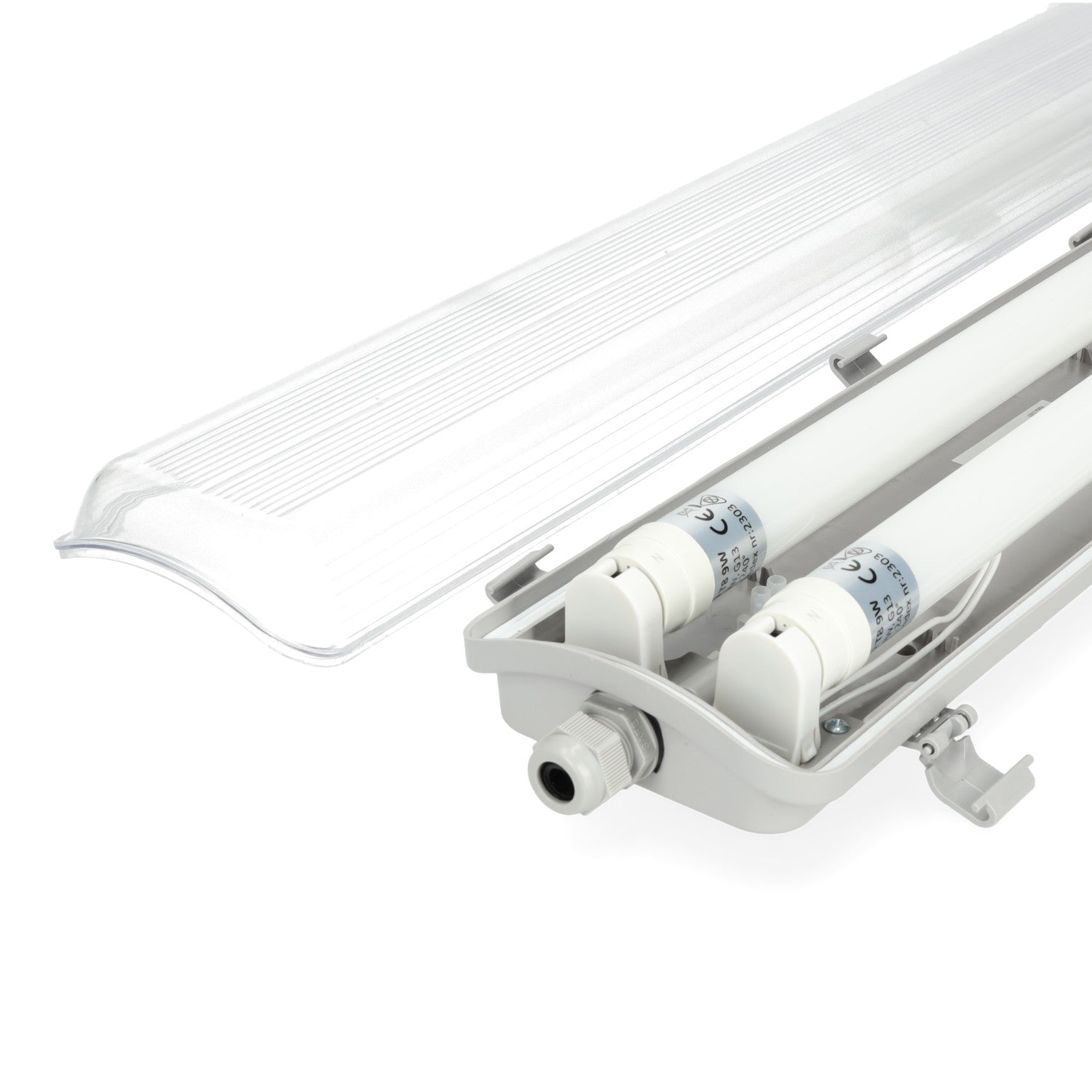 Zestaw oprawa hermetyczna AMPER 2x60 + 2x LED T8 9W barwa neutralna - LAITICA