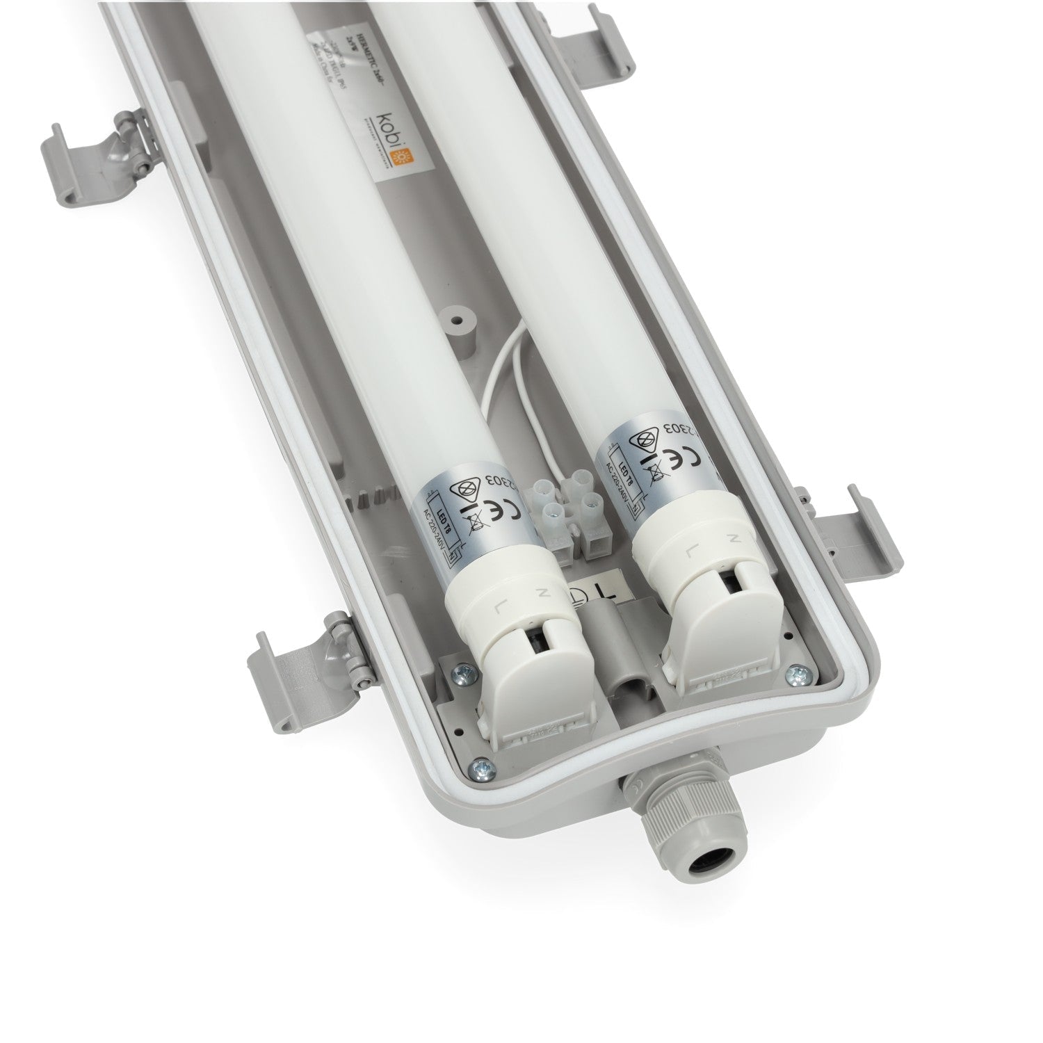 Zestaw oprawa hermetyczna AMPER 2x60 + 2x LED T8 9W barwa neutralna - LAITICA