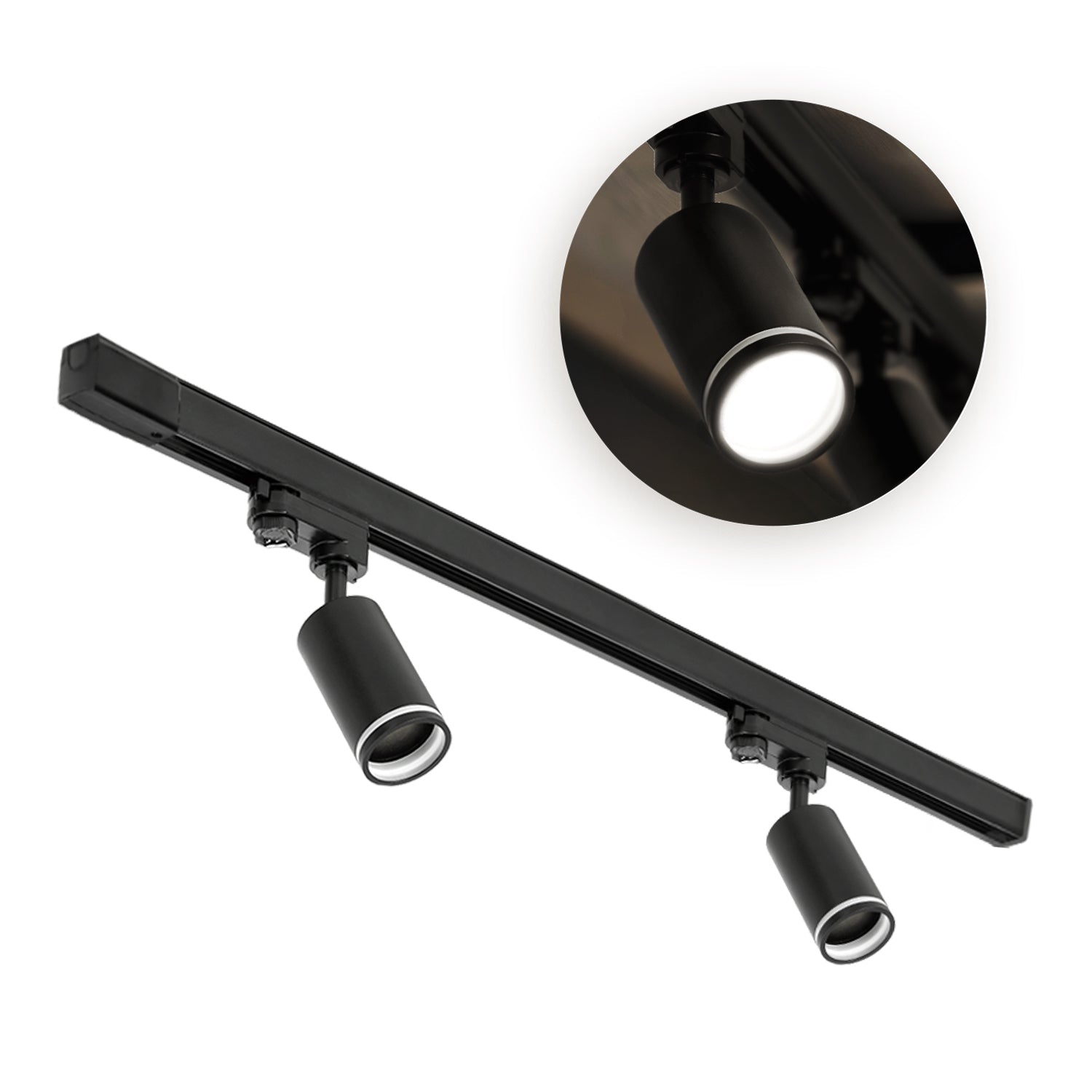 Zestaw Szynowy 3 FAZOWY 2x Lampa na GU10 + Szyna 1m Komplet CZARNY - LAITICA