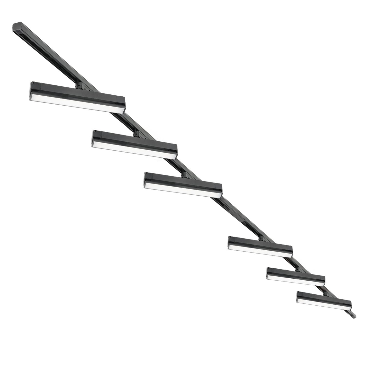 Zestaw Szynowy 3 fazowy 2x szyna 2m + łącznik prosty + 6x lamp FLEX 36W + zasilanie + zaślepka CZARNY - LAITICA