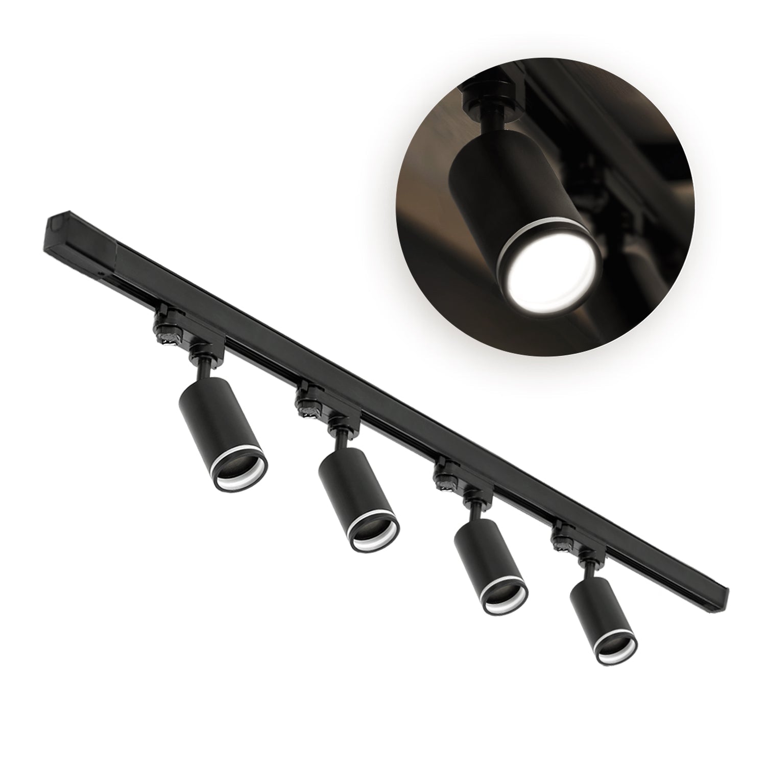 Zestaw Szynowy 3 FAZOWY 4x Lampa na GU10 + Szyna 1m Komplet CZARNY - LAITICA