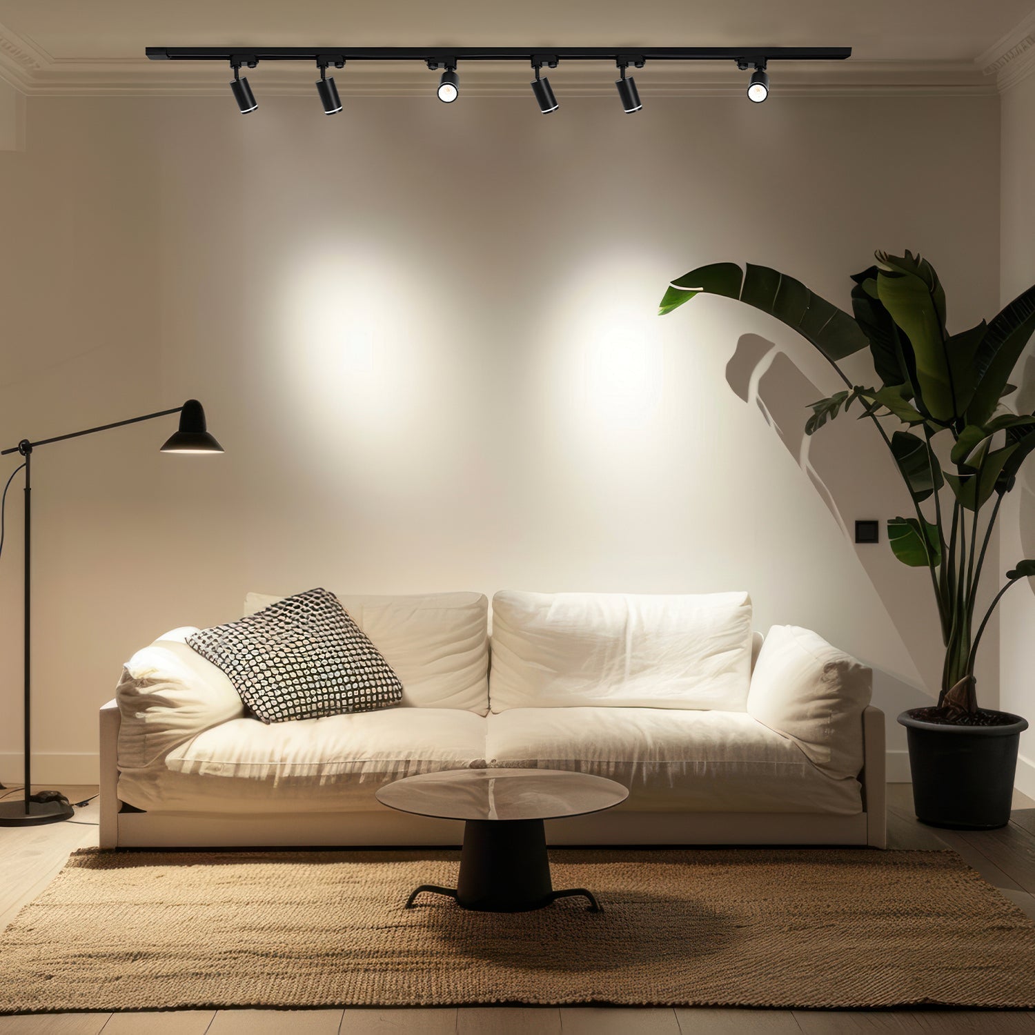 Zestaw Szynowy 3 FAZOWY 6x Lampa na GU10 + Szyna 2m Komplet CZARNY - LAITICA