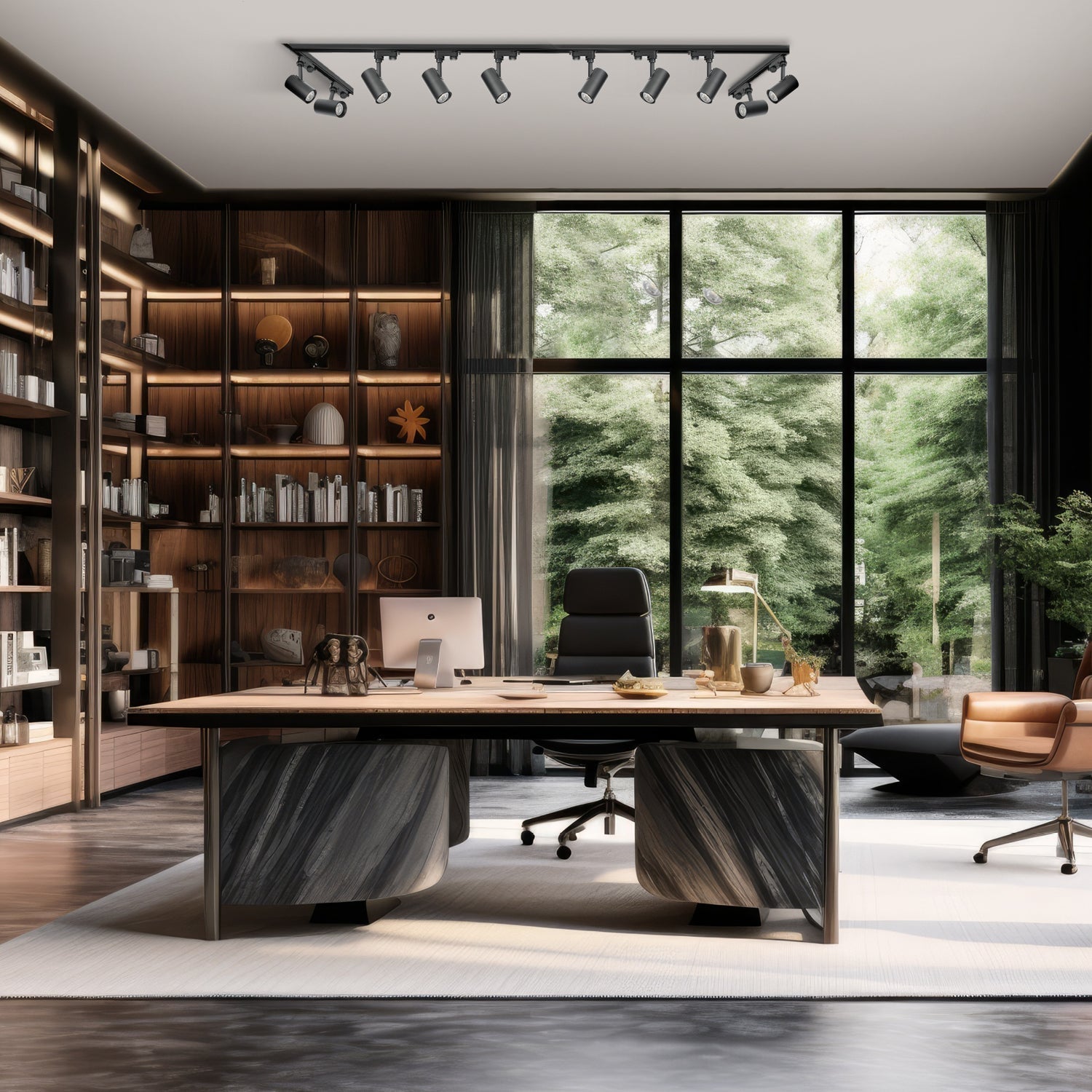 Zestaw szynowy 3 fazowy CZARNY 2x szyna 2m, 1x szyna 1m+ 1x łącznik zew I. + 11 lampa GU10 + łącznik L lewy + 2x zaślepka - LAITICA