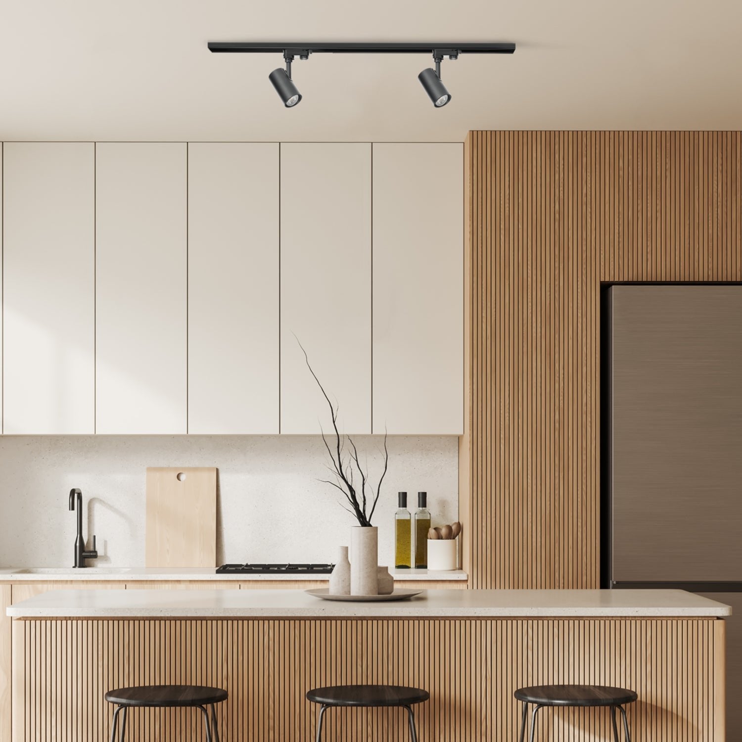 Zestaw szynowy 3 fazowy szyna 1m, 2x Lampa CZARNY kompletny zestaw - LAITICA