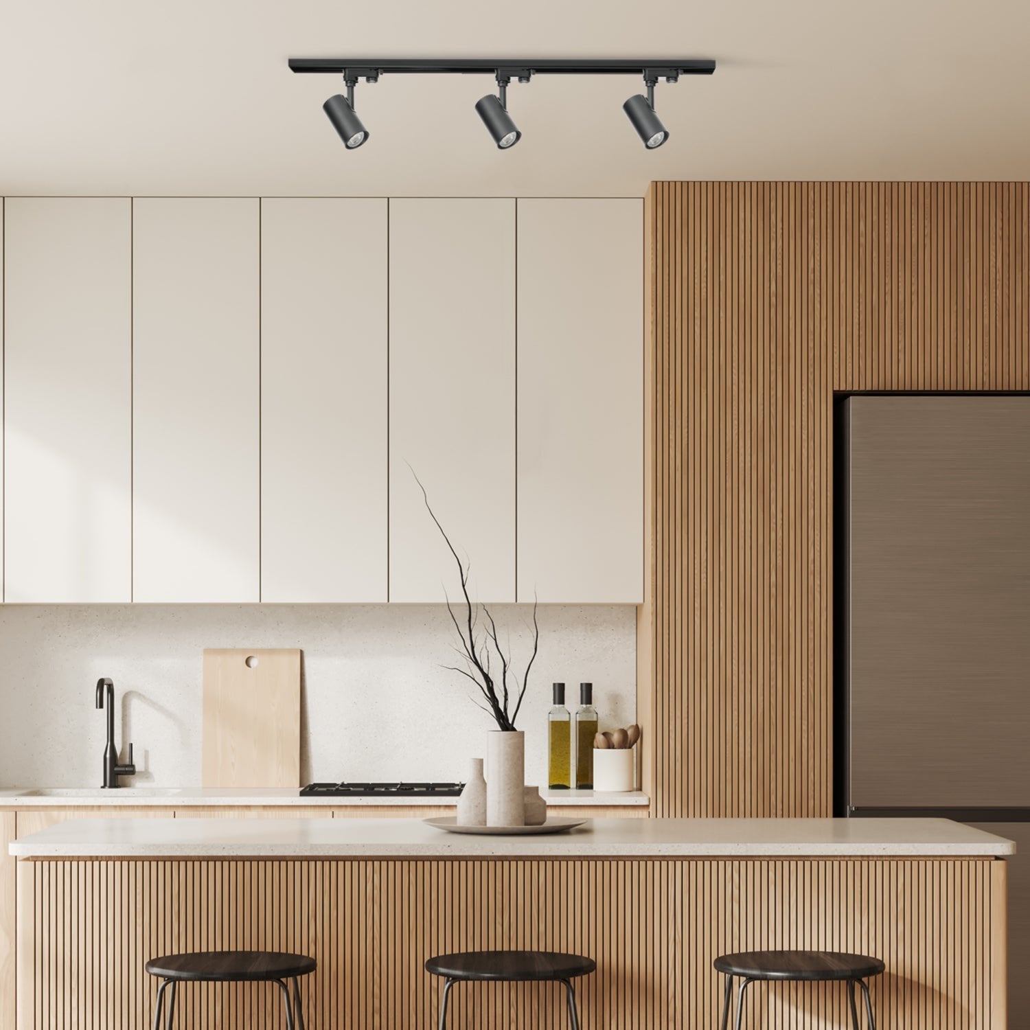 Zestaw szynowy 3 fazowy szyna 1m, 3x Lampa CZARNY kompletny zestaw - LAITICA