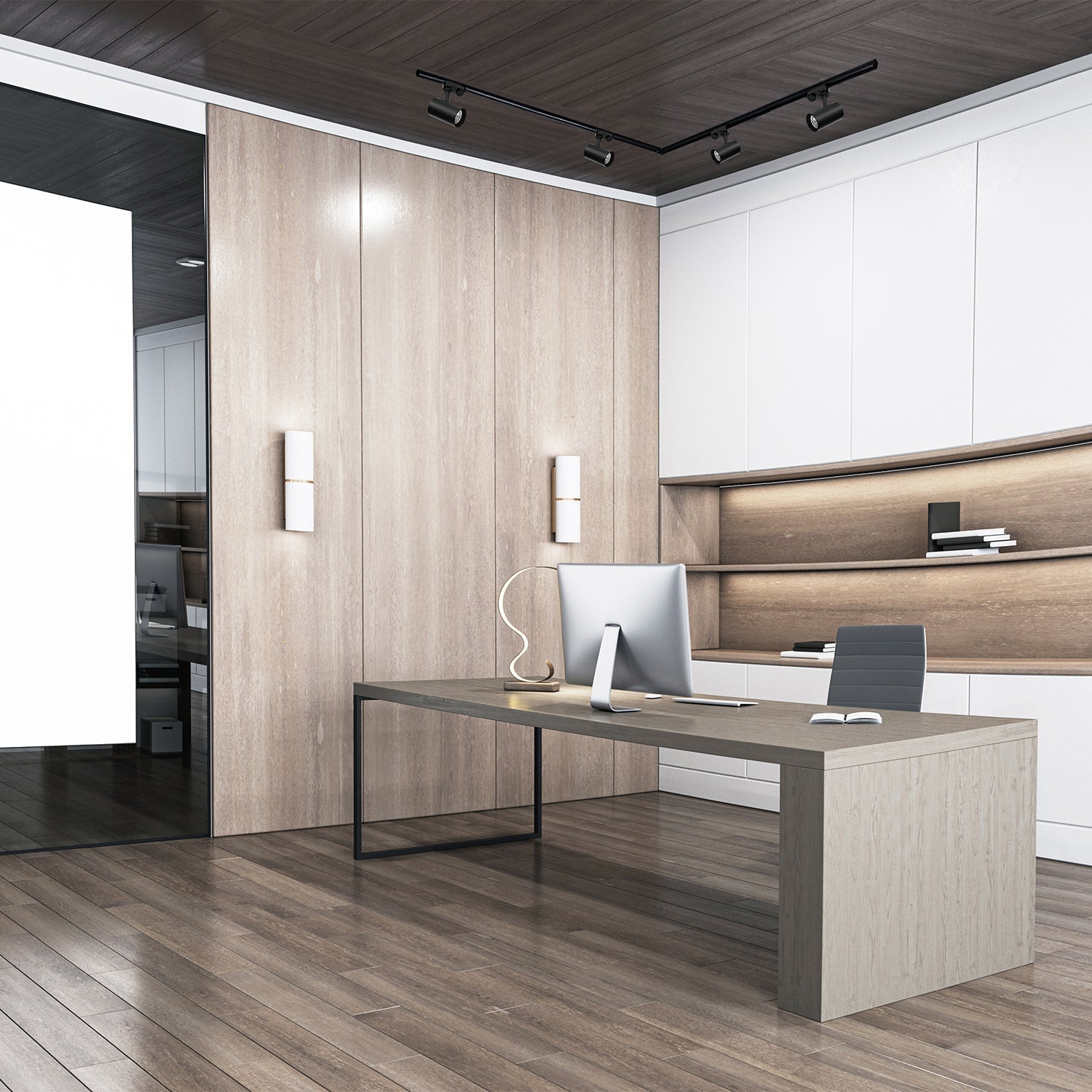 Zestaw szynowy 3 fazowy szyna 1m+1m, L prawy, 4x Lampa, 2x zaślepka CZARNY - LAITICA