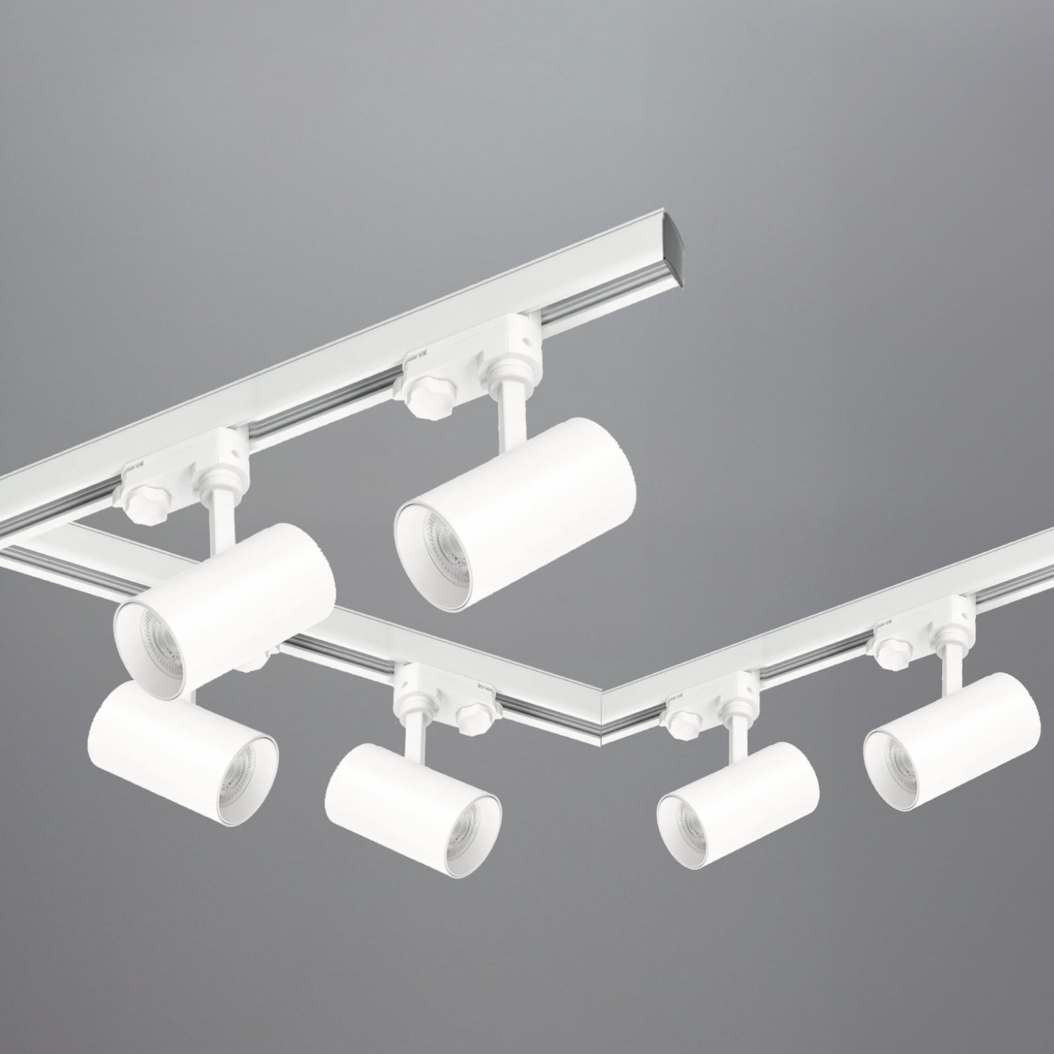 Zestaw szynowy 3 fazowy szyna 1m+1m+1m, 6x Lampa, łącznik L BIAŁY komplet - LAITICA